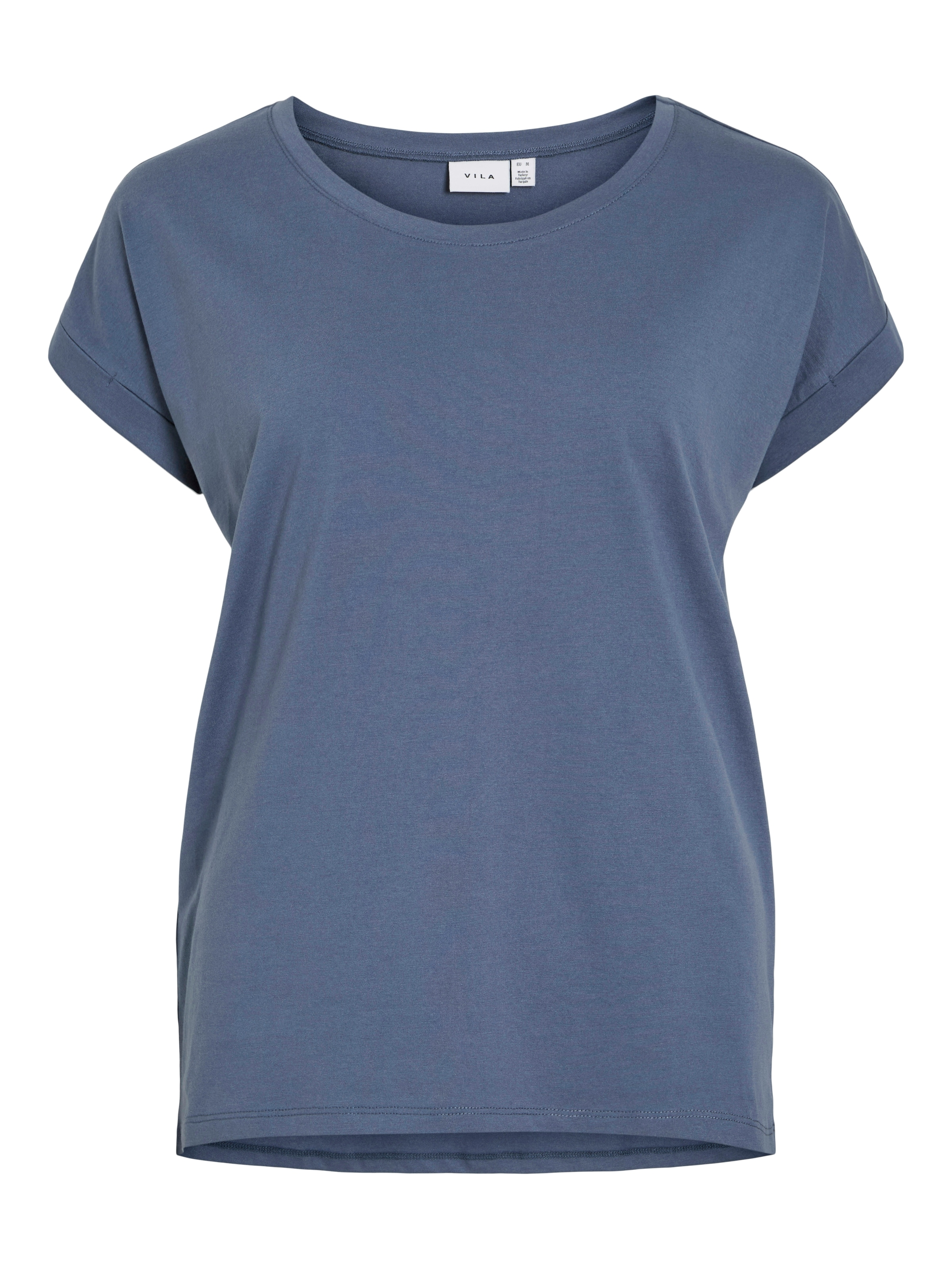 Vila Rundhalsshirt »VIDREAMERS NEW PURE T-SHIRT/SU-NOOS«, Basic Damen-T-Shirt mit Rundhalsausschnitt und umgeschlagenen Ärmeln