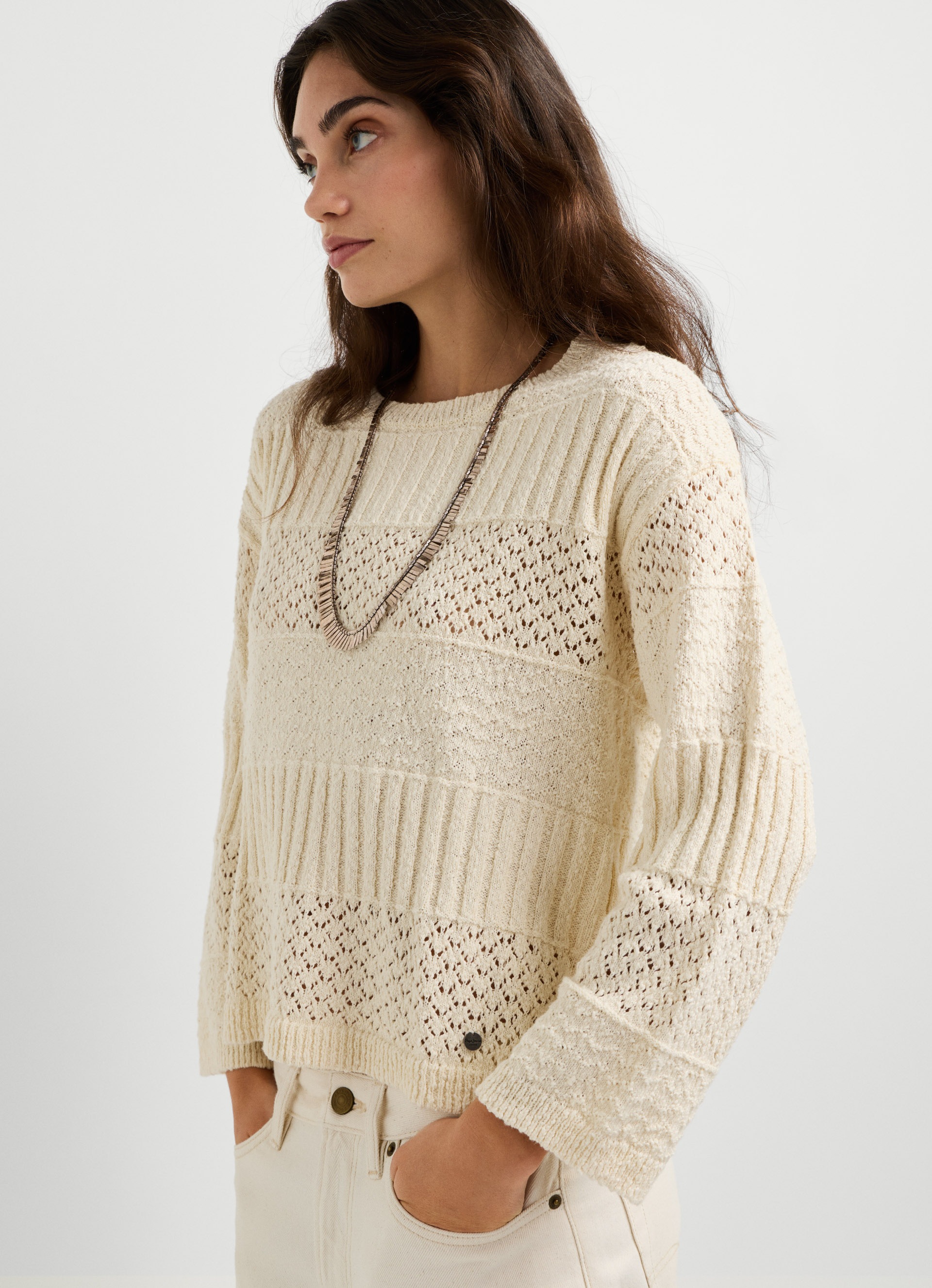 Pepe Jeans Strickpullover »ALAYA« im Strukturmix, reine Baumwolle
