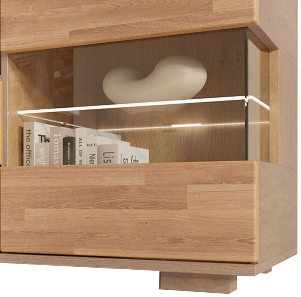 OTTO home Sideboard »VETRO Teilmassiv, Fronten Massivholz, Wohnzimmer, Stauraum,Griffmulde« B/T/H:180/40/63cm, 2Schubladen, 4 geschlossene & 2 offene Fächer