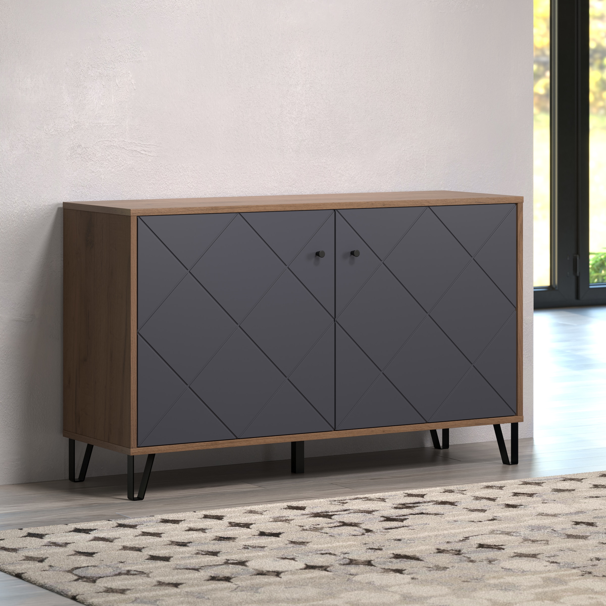 Places of Style Sideboard »Molveno«, (1 St.), außergewöhnliches Design mit strukturierten Fronten, Soft-Close