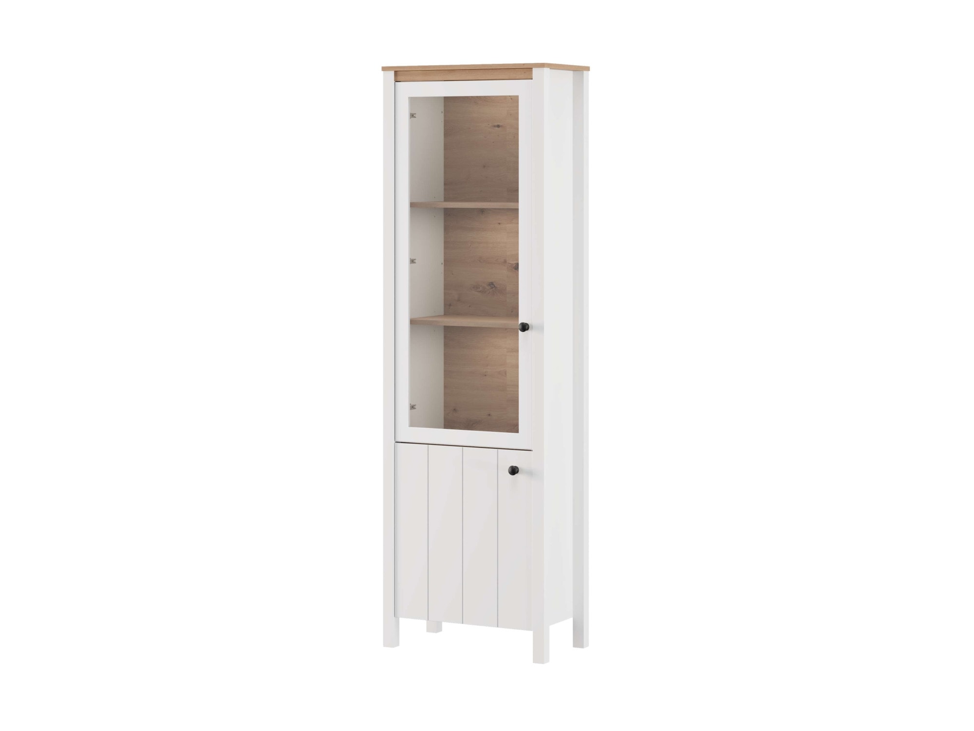 Home affaire Vitrine »BEDFORD Vitrinenschrank, Glasschrank, Standvitrine, Highboard« MDF-Profil 2D ummantelt, 2 Türen & 4 Einlegeböden mit Metallgriffen