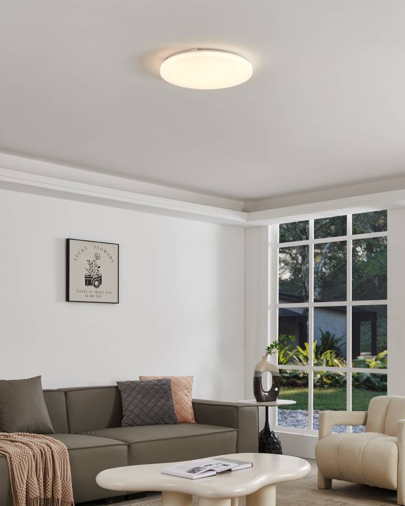 EGLO Deckenleuchte »FRANIA Deckenlampe, weiß, geringe Aufbauhöhe, 6x5,5 Watt, Büro«, 1 flammig, Leuchtmittel LED-Board | LED fest integriert, Wohzimmer, Küche, Esszimmer, Flur, modern, rund, 3600 Lumen, 43x7cm