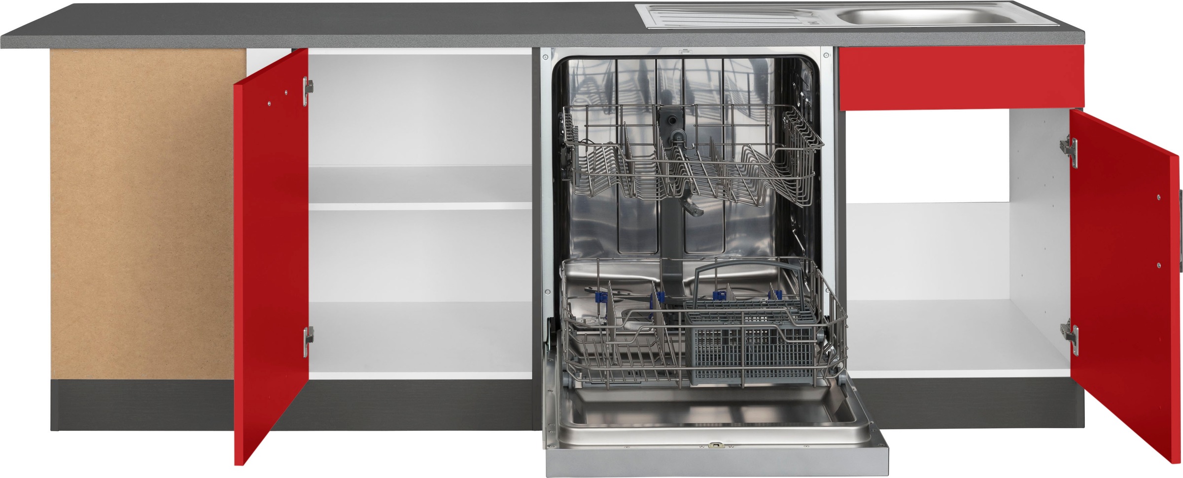 KOCHSTATION Küchenzeile »KS-Paris – Küchen mit einzigartigen Fotomotiven auf den Fronten« ohne E-Geräte, Stellbreite 290/220 cm