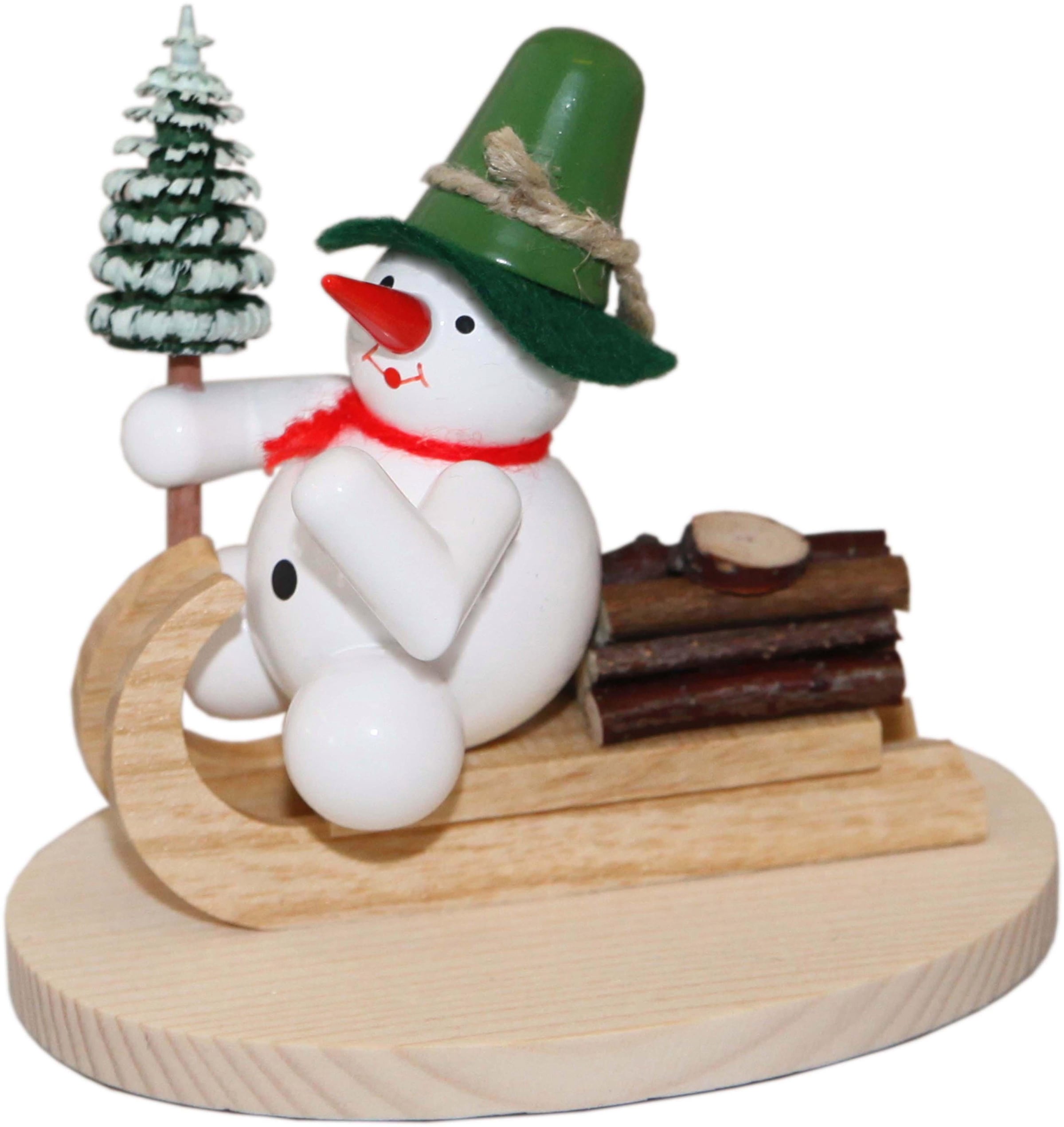 Schneemann »Weihnachtsdeko«, auf Holzschlitten