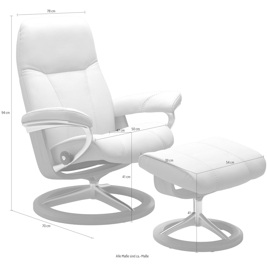 Stressless® Relaxsessel »Consul«, (Set, Relaxsessel mit Hocker), mit Hocker, mit Signature Base, Größe S, Gestell Eiche