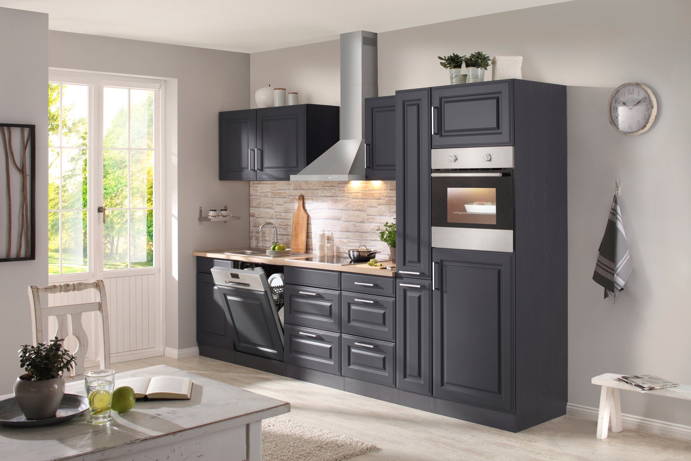 KOCHSTATION Backofen/Kühlumbauschrank »KS-Stockholm« hochwertige MDF-Fronten