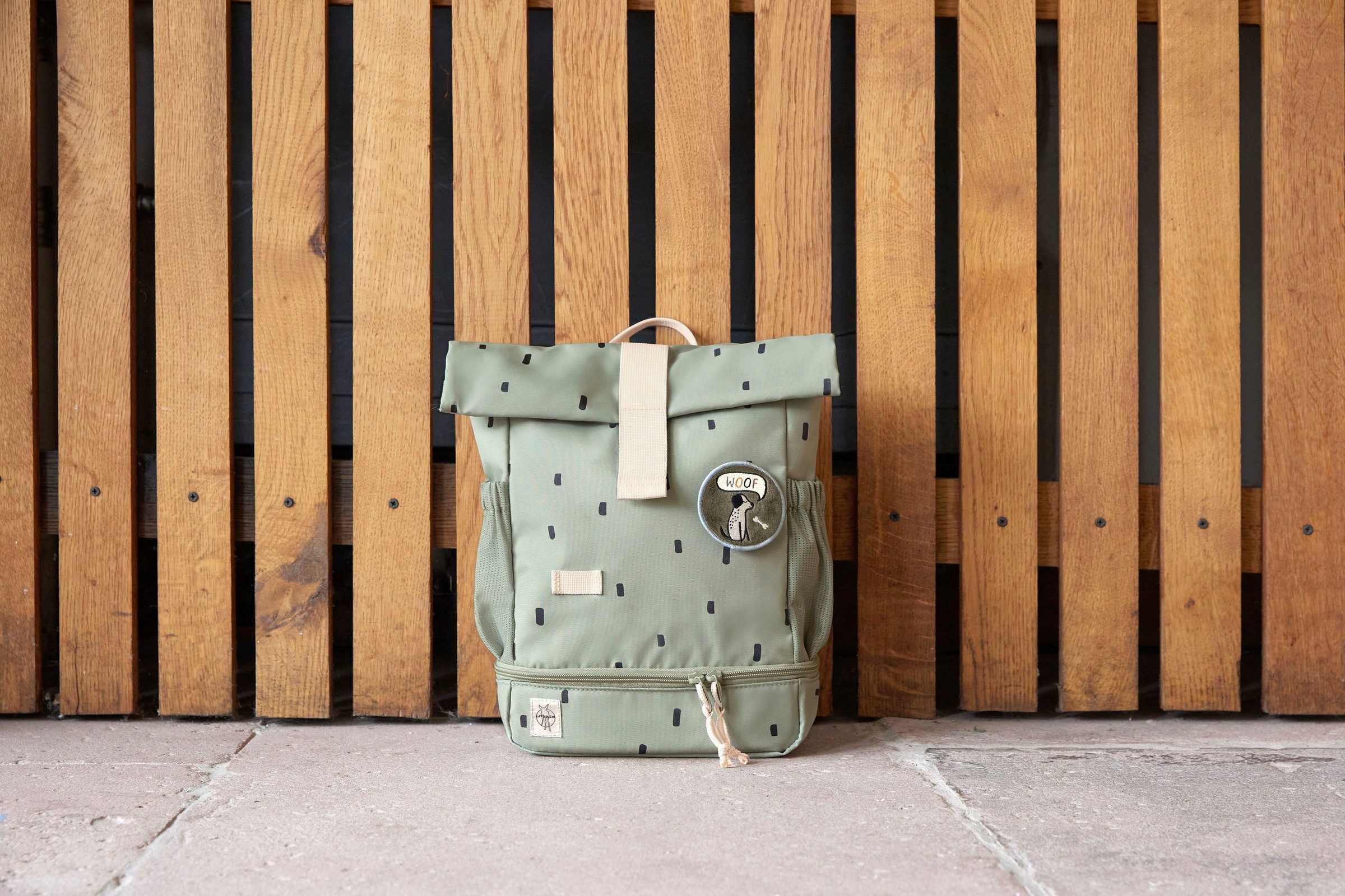 LÄSSIG Kinderrucksack »Happy Prints, Mini Rolltop, Light Olive«, Reflektoren