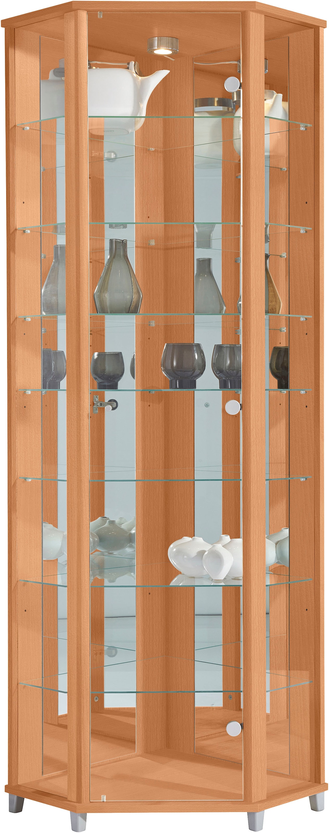 fif möbel Eckvitrine »TRIO Höhe ca. 172 cm, ink. Beleuchtung«, Eckvitrine/Glasvitrine 1x Glastür, perfekt für Sammler, Sammlervitrine