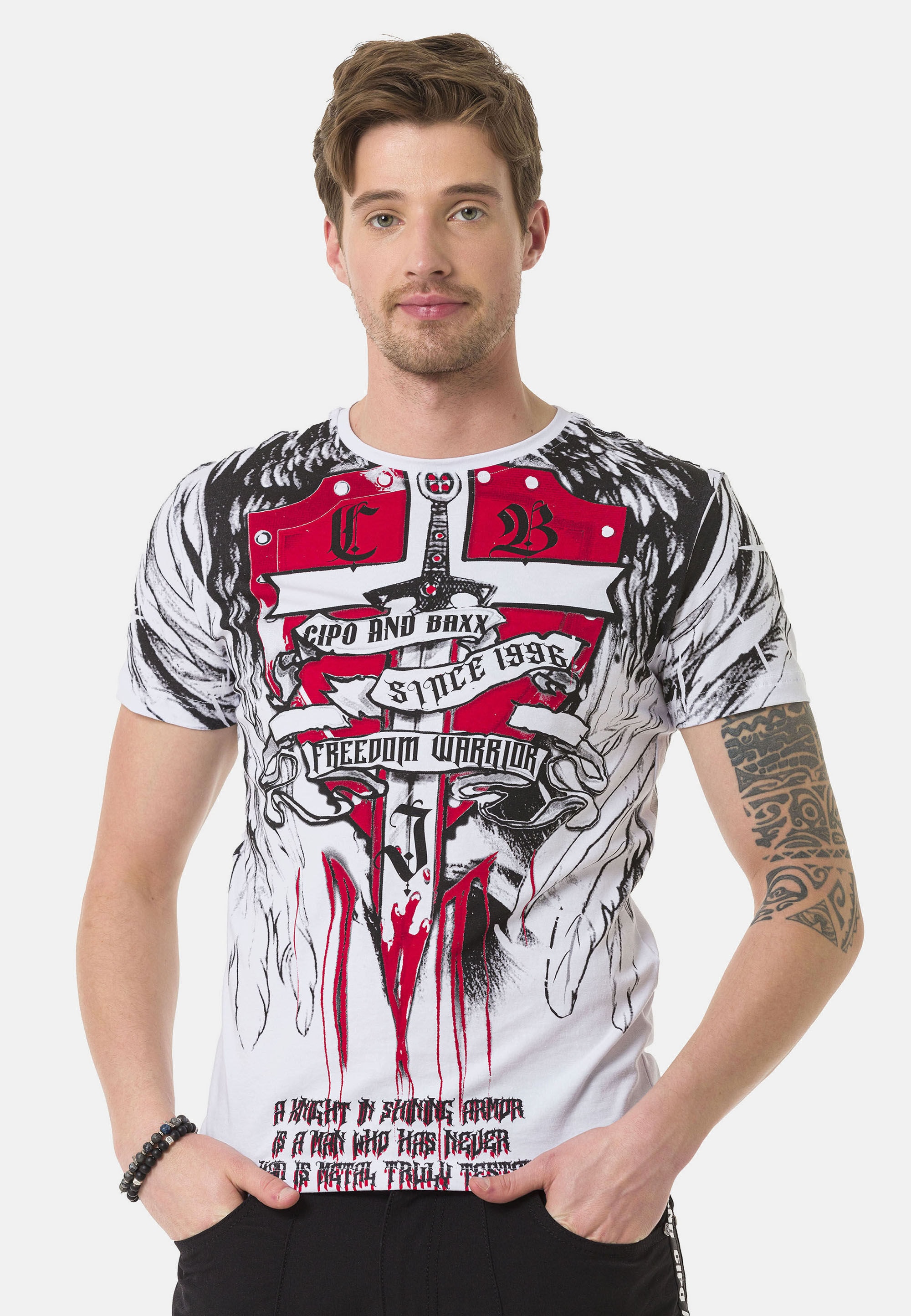 Cipo & Baxx T-Shirt »Cipo & Baxx T-Shirt« mit coolen Prints, Vorder- und Rückseite
