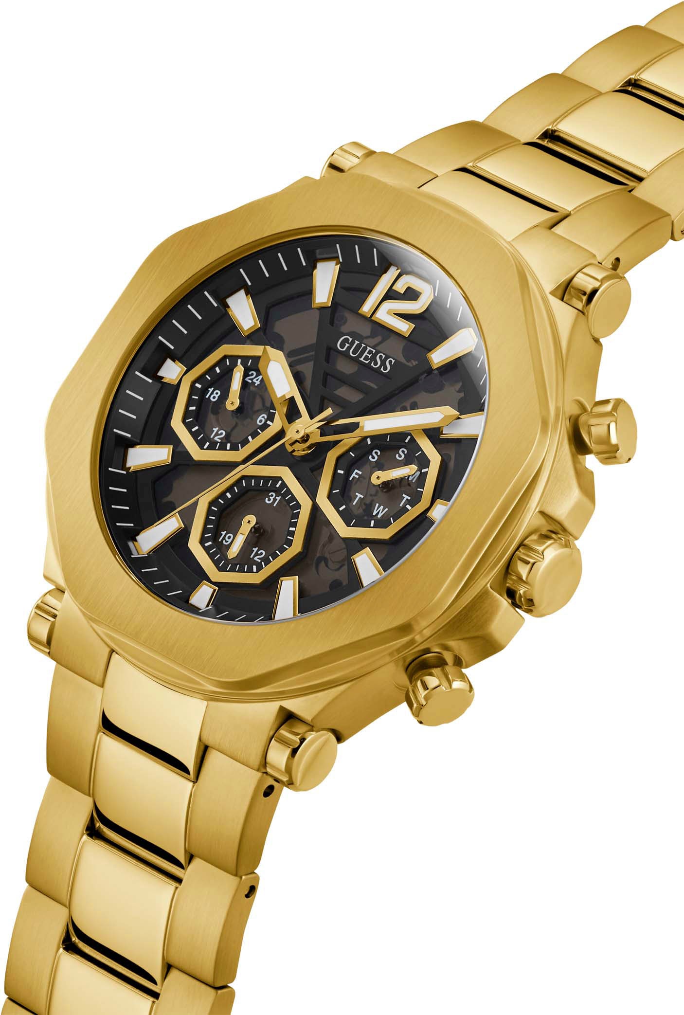 Guess Multifunktionsuhr »EDGE« Armbanduhr, Quarzuhr, Herrenuhr