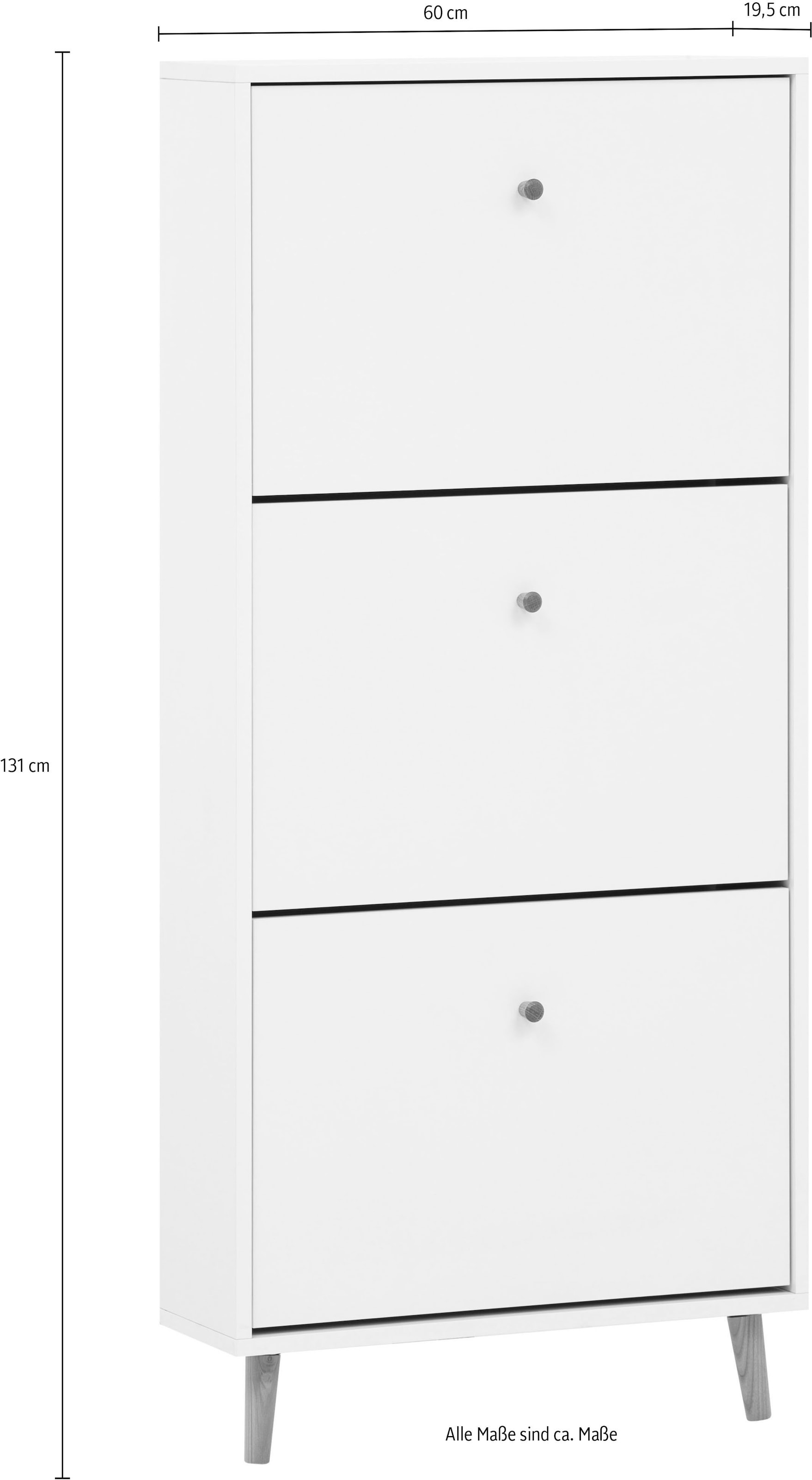 Schildmeyer Schuhschrank »Bjarne, Breite 59 cm«, Griffe und Möbelfüße aus Massivholz