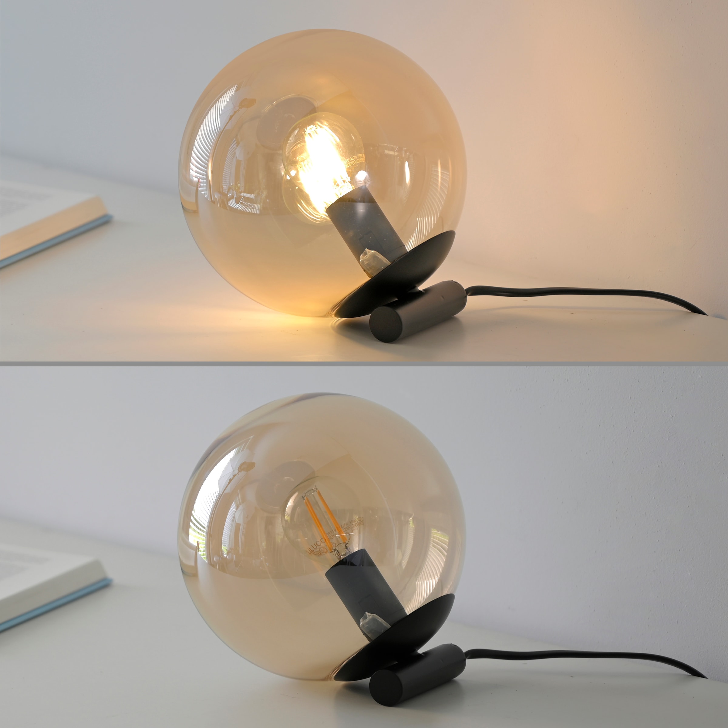 my home Tischleuchte »Nymölla« E14 Tischleuchte mit großer Glaskugel, amberfarben oder opal matt weiß