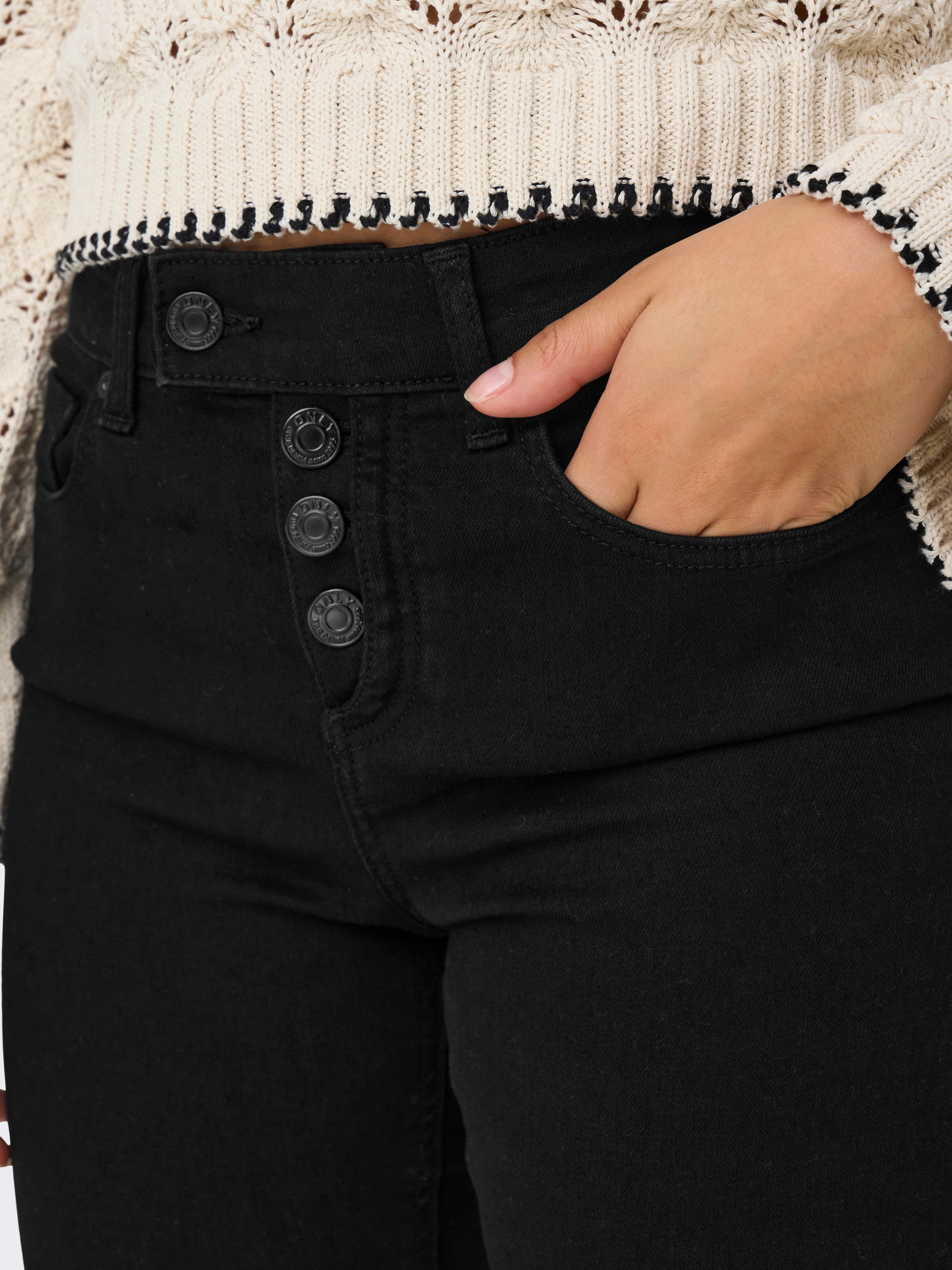 ONLY Skinny-fit-Jeans »ONLWAUW MID WAIST SK VIS BUT DNM«