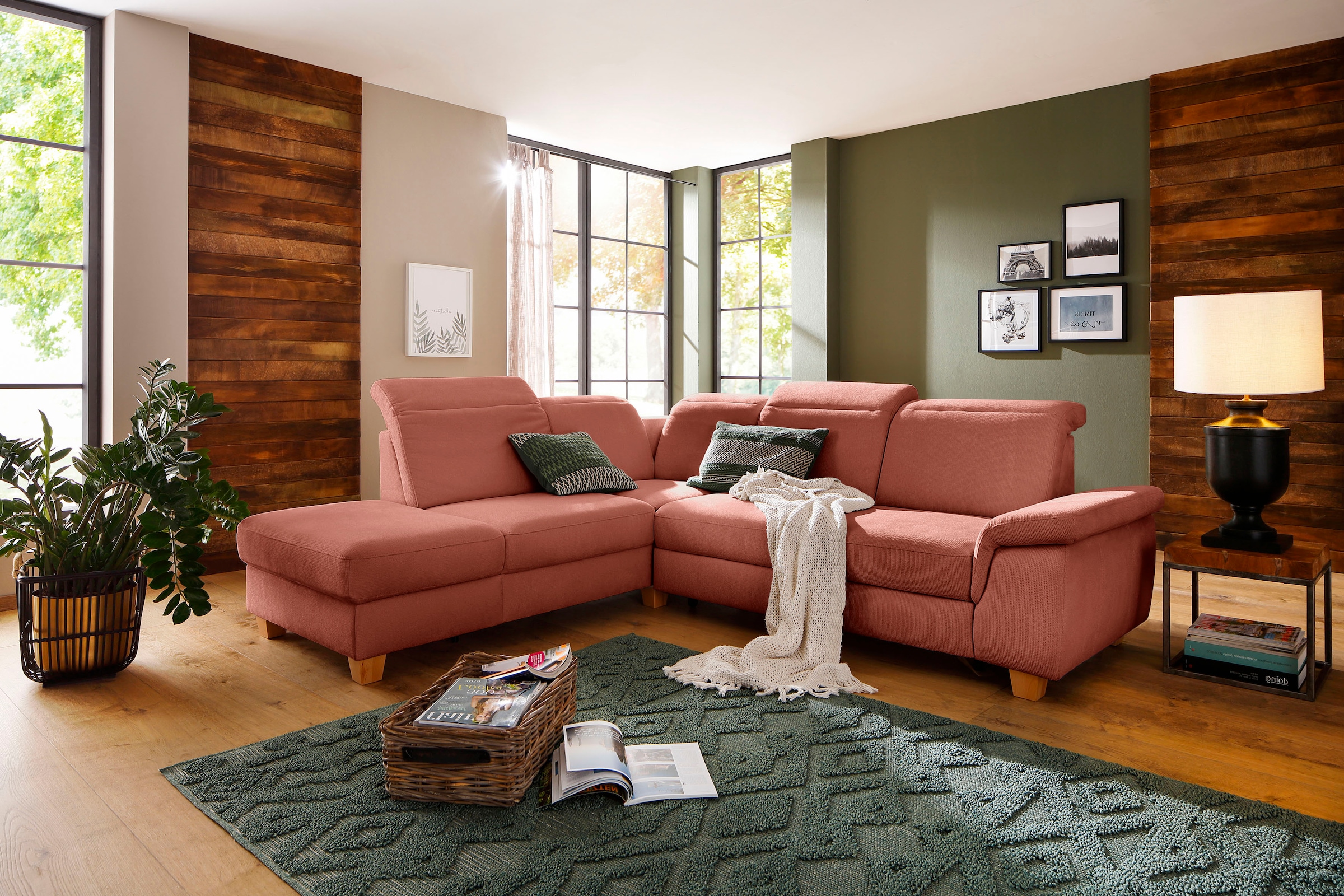 Home affaire Ecksofa »Dalia L-Form« mit Federkernpolsterung, wahlweise mit Bettfunktion, Bettkasten