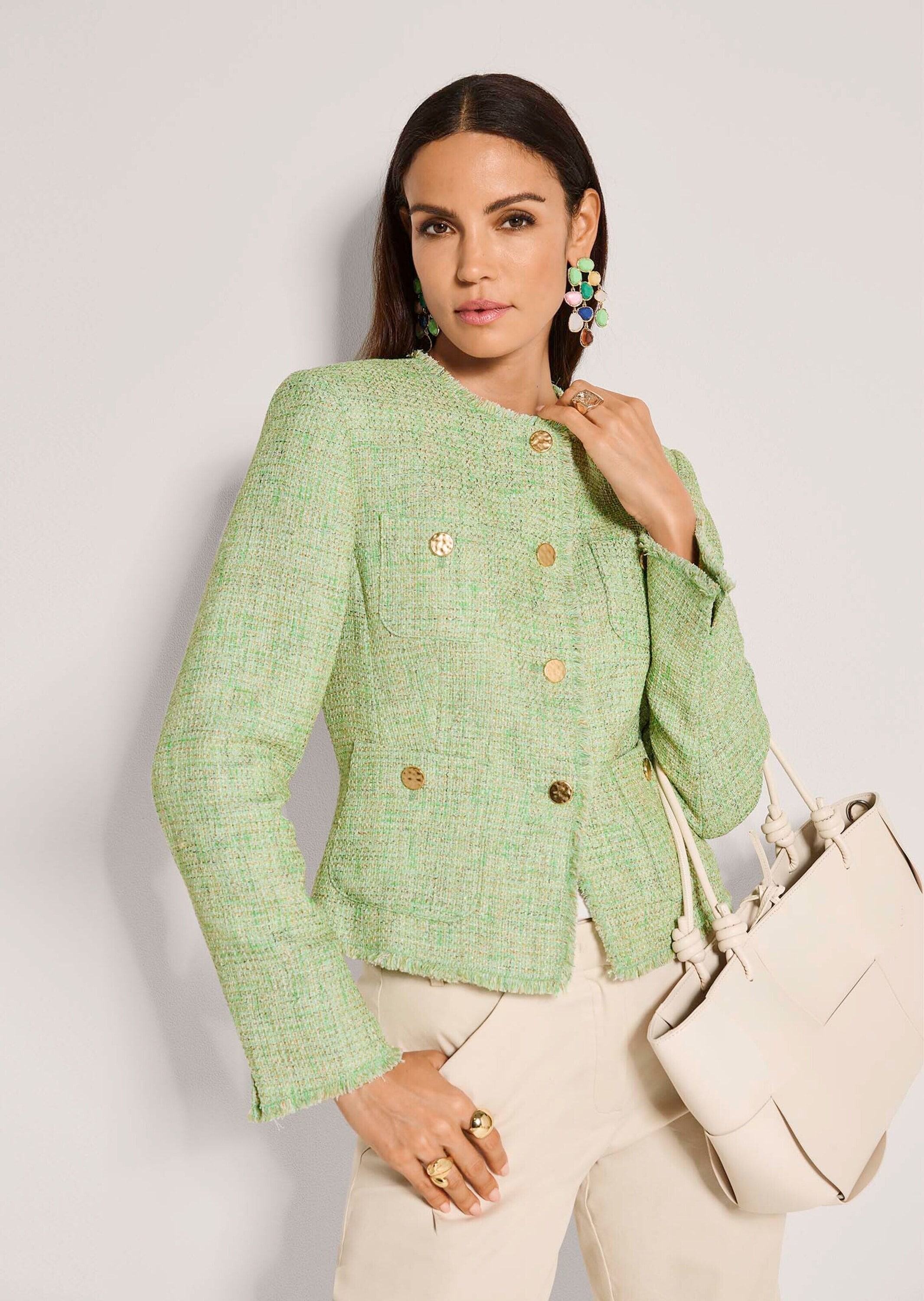 MADELEINE Jackenblazer »Blazer Tweed-Blazer mit Fransendetails« Fransendetails