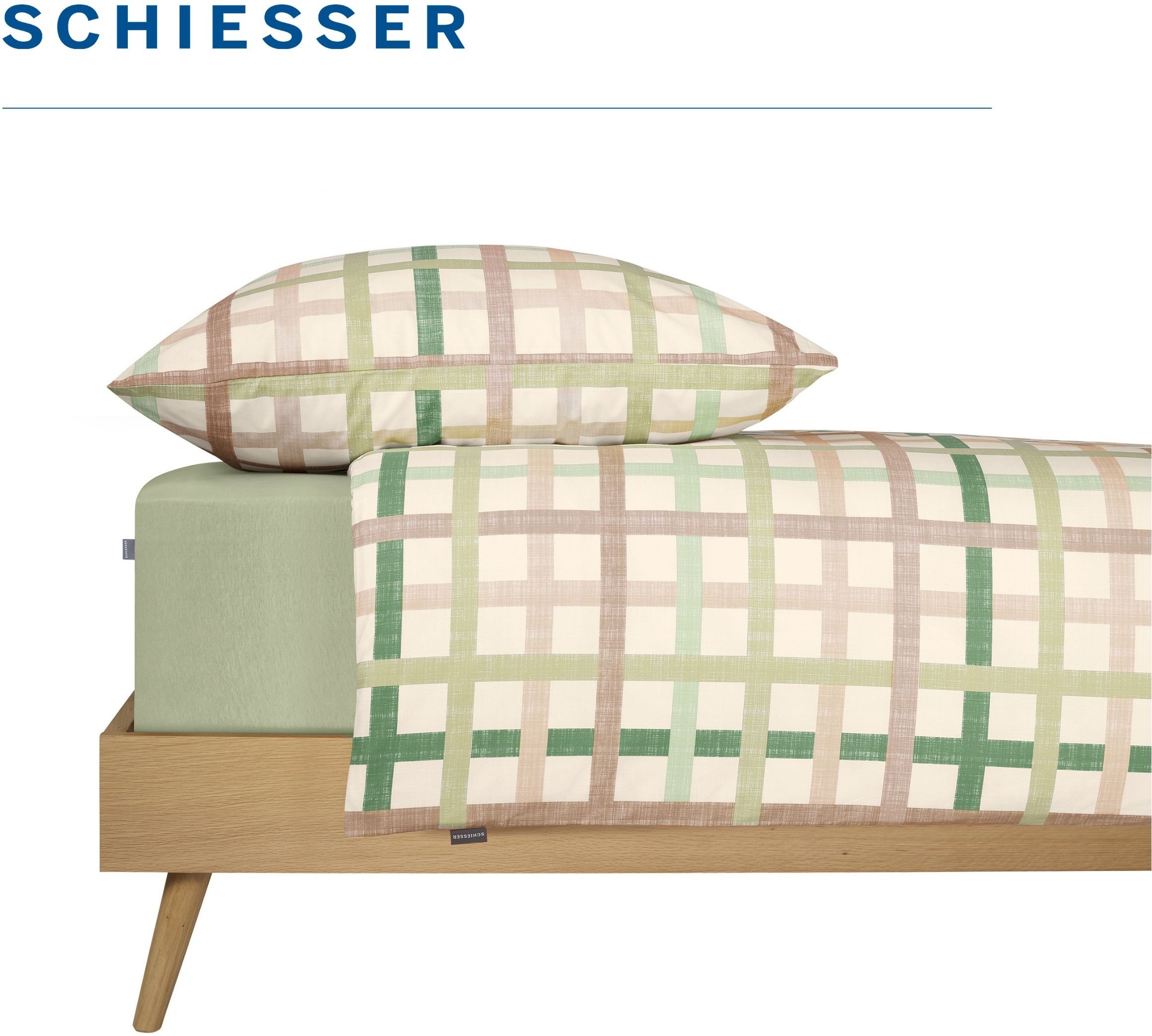 Schiesser Bettwäsche »Luiza aus weicher Baumwolle mit hübschem Karomuster« 2 Stk. OEKO-TEX® MADE IN GREEN