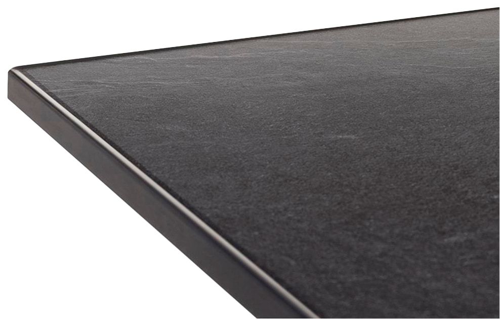 sieger EXKLUSIV Gartentisch ausziehbar 165/225/285x95x74cm,  Aluminiumgestell graphit / vivodur-Tischplatte Schieferoptik anthrazit