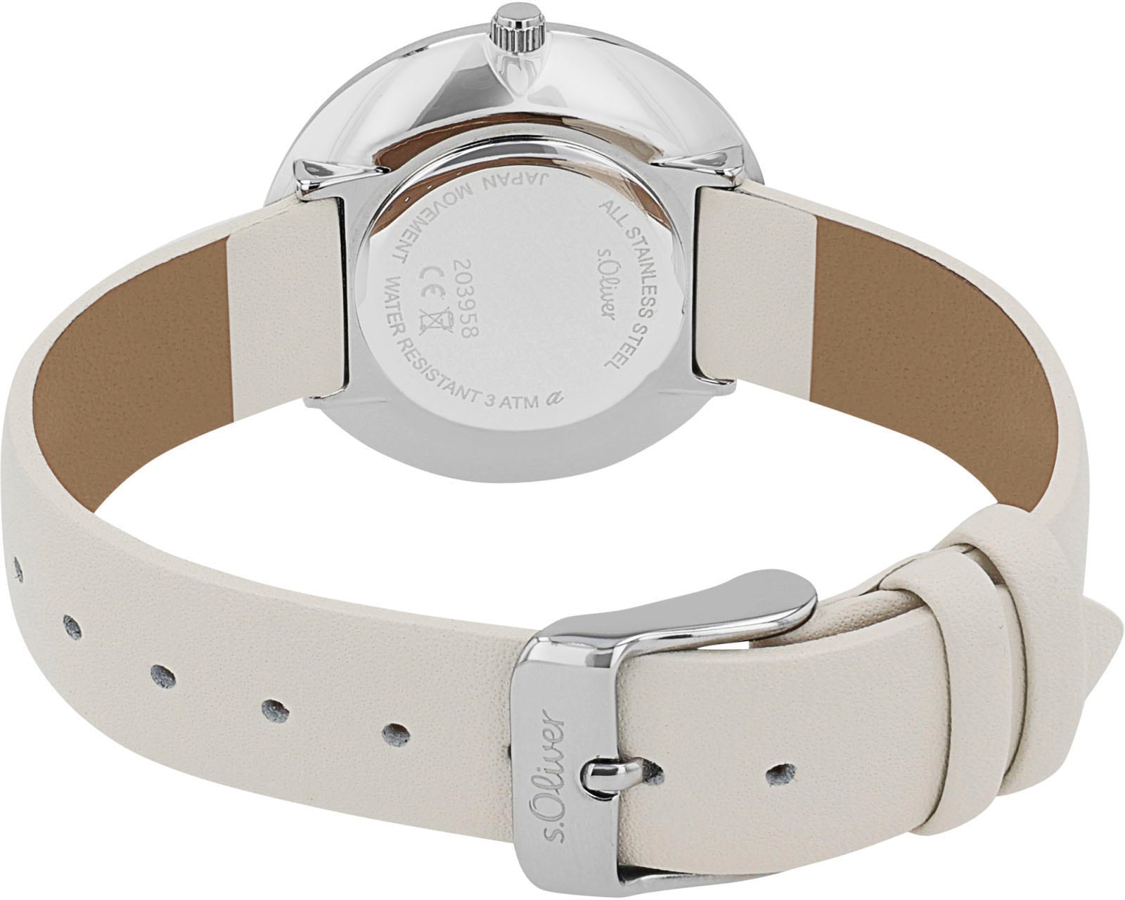 s.Oliver Quarzuhr, Armbanduhr, Damenuhr, Lederarmband, analog, Zirkonia (synth.)