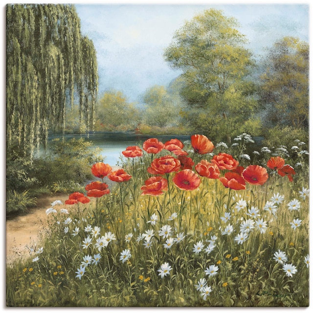 Artland Wandbild »Mohnwiese am See«, Blumenwiese, (1 St.), als Alubild,  Leinwandbild, Wandaufkleber oder Poster in versch. Größen auf Rechnung  bestellen