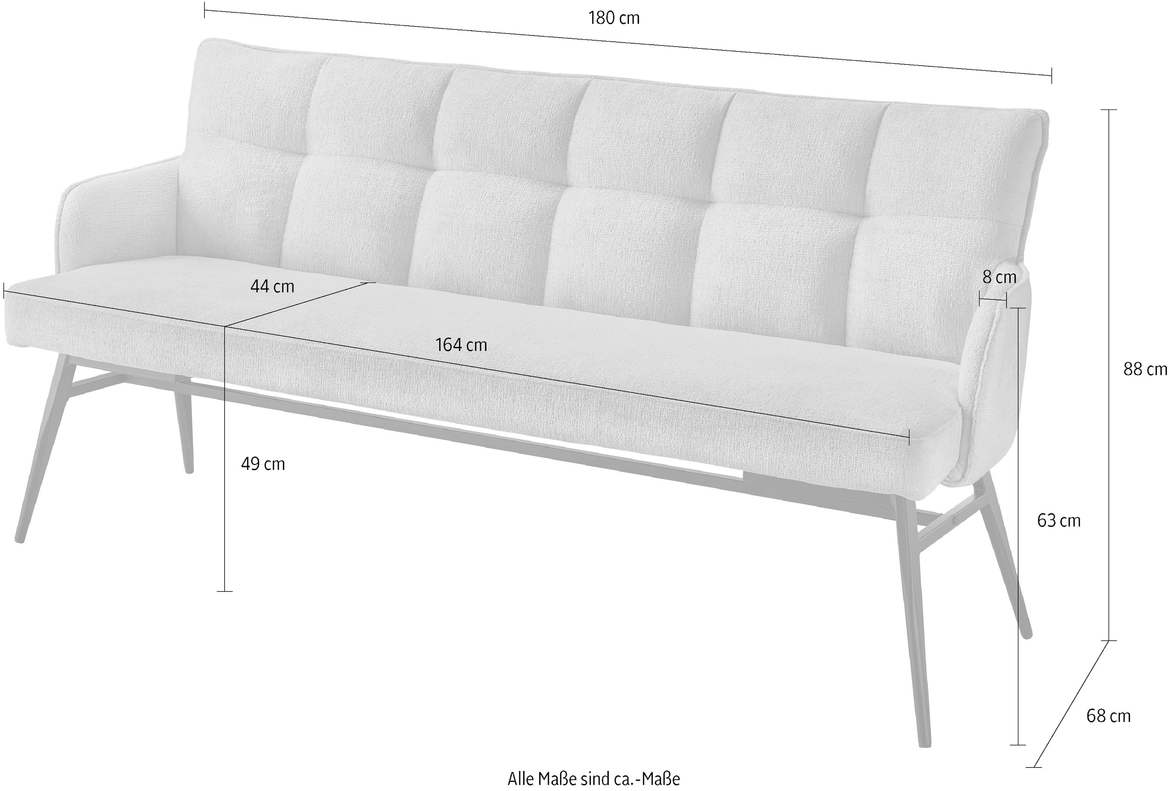 set one by Musterring Essbank »Tucson« 1 Stk. tlg. Micro-Taschenfederkern und schwarzes Eisen-Gestell für hohen Komfort