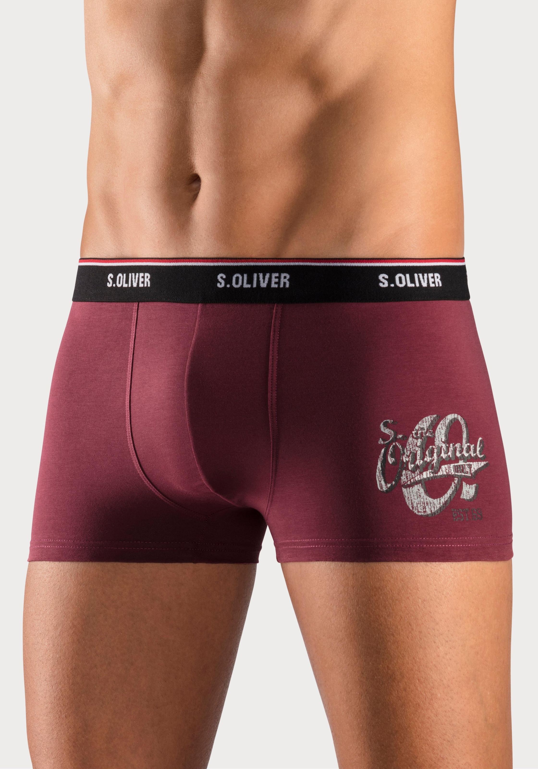 s.Oliver Boxer »Boxershorts für Herren«, (Packung, 3 St.), mit Print auf dem Bein