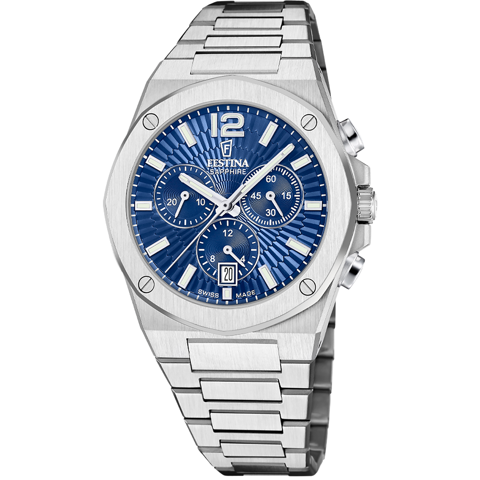 Festina Chronograph »Vallee« Quarzuhr, Armbanduhr, Herrenuhr, Swiss Made, Edelstahlarmband, analog