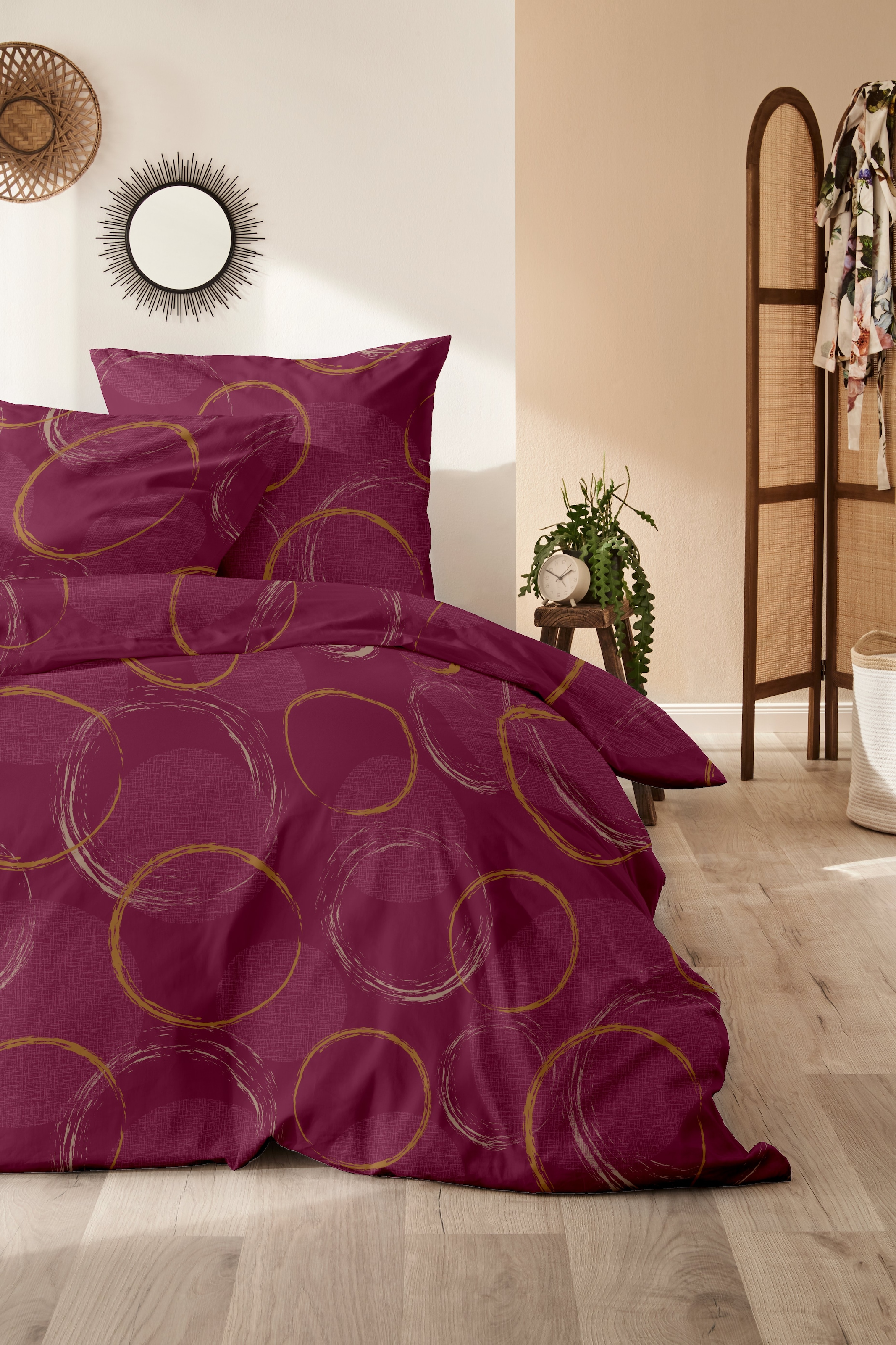 Primera Bettwäsche »Mako-Satin -Bettwäsche Trace« 2 Stk. mit frischem Kreismuster