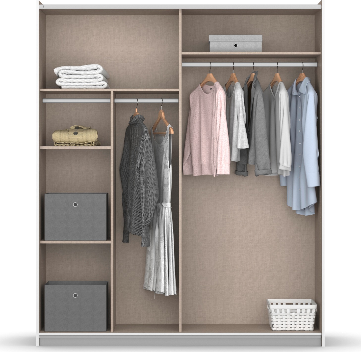 rauch Schwebetürenschrank »Kleiderschrank Schrank Garderobe REFLECT«, inkl. praktischer Innenausstattung mit 2 Stoffboxen MADE IN GERMANY