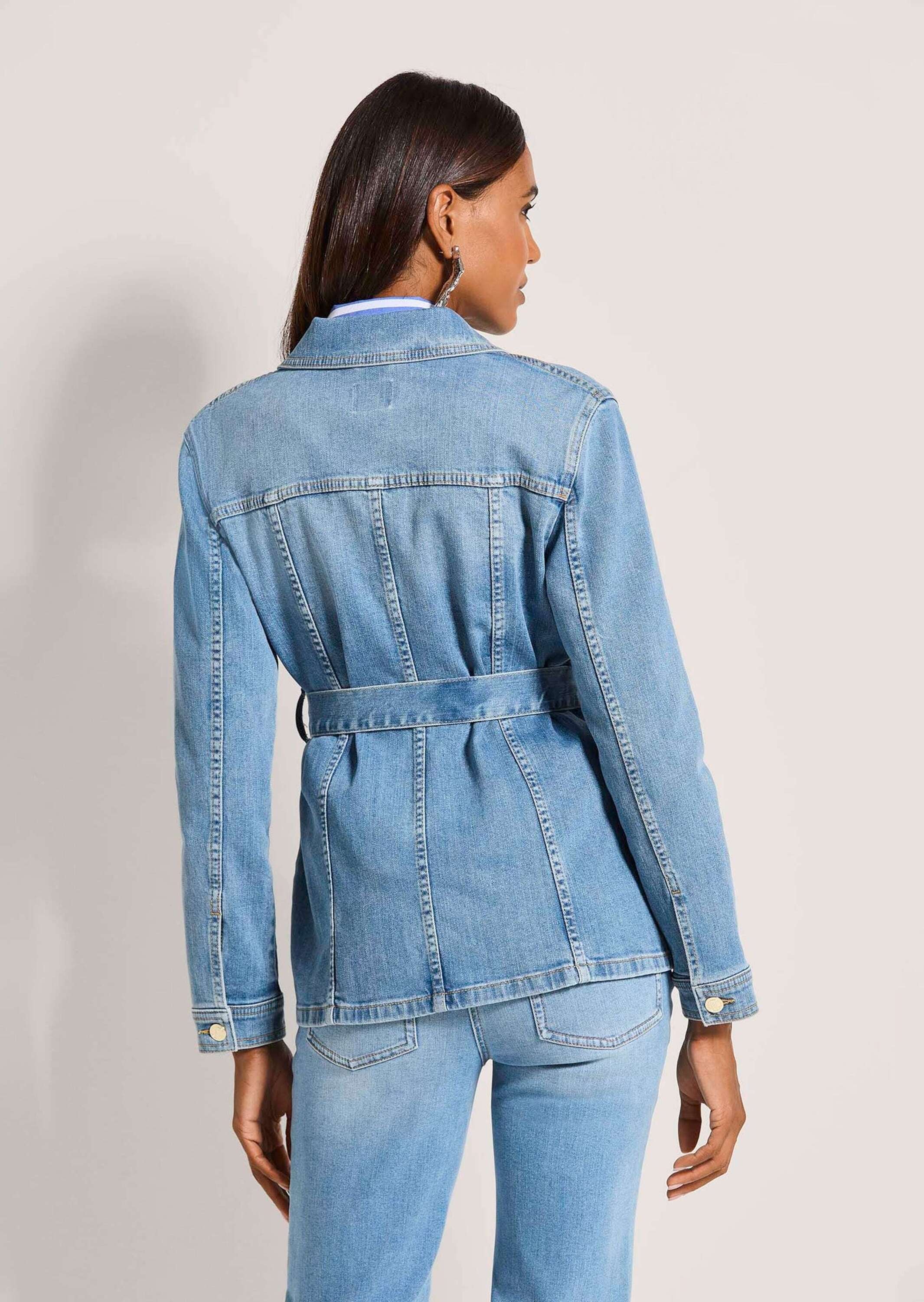 MADELEINE Kurzjacke »Jeansjacke Übergangsjacke im Safari-Look« Bindegürtel