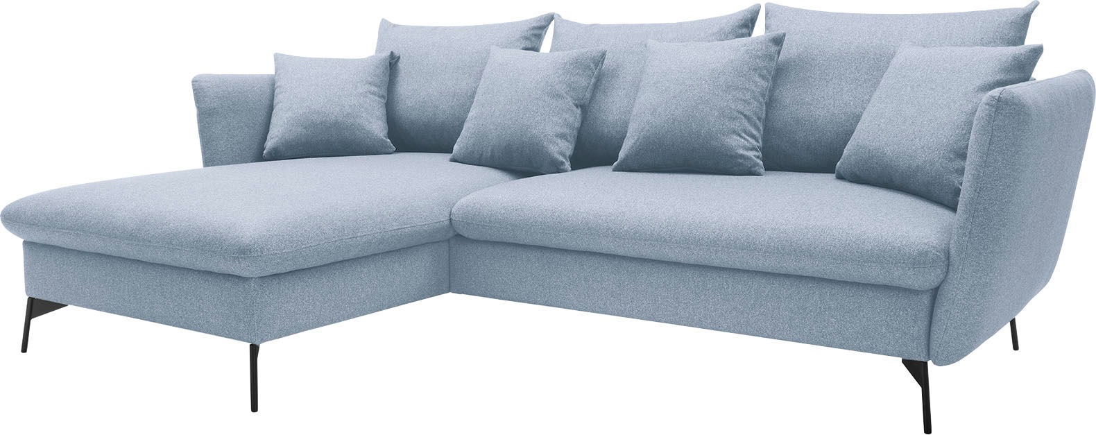 andas Ecksofa »LIVORNO,258 cm, L-Form,«, Schlaffunktion u. Bettkasten (139/224cm), Samt, Struktur, Webstoff