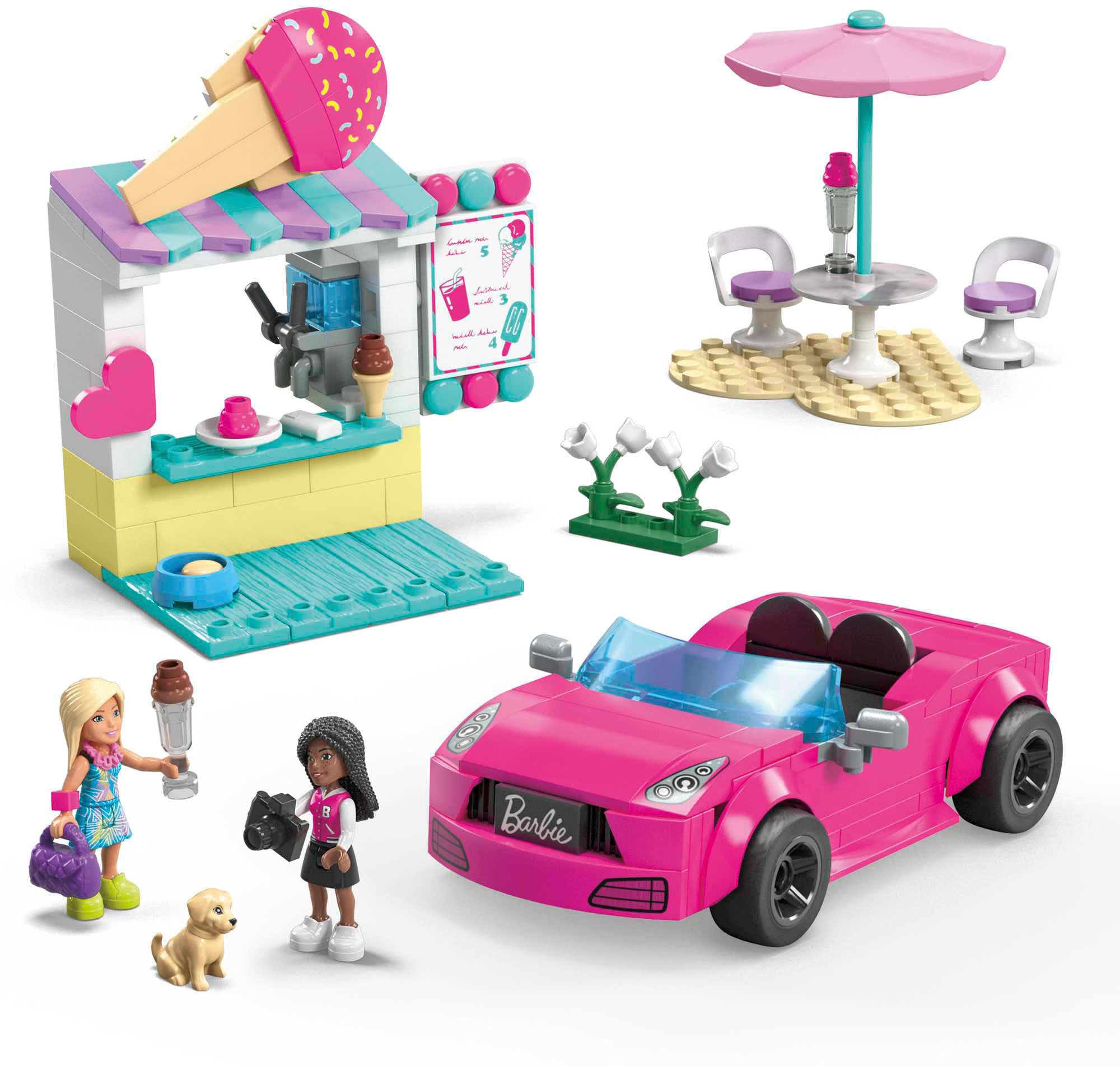 Barbie Puppen Fahrzeug »MEGA Cabrio & Eisstand«, (Set, 225 tlg.)