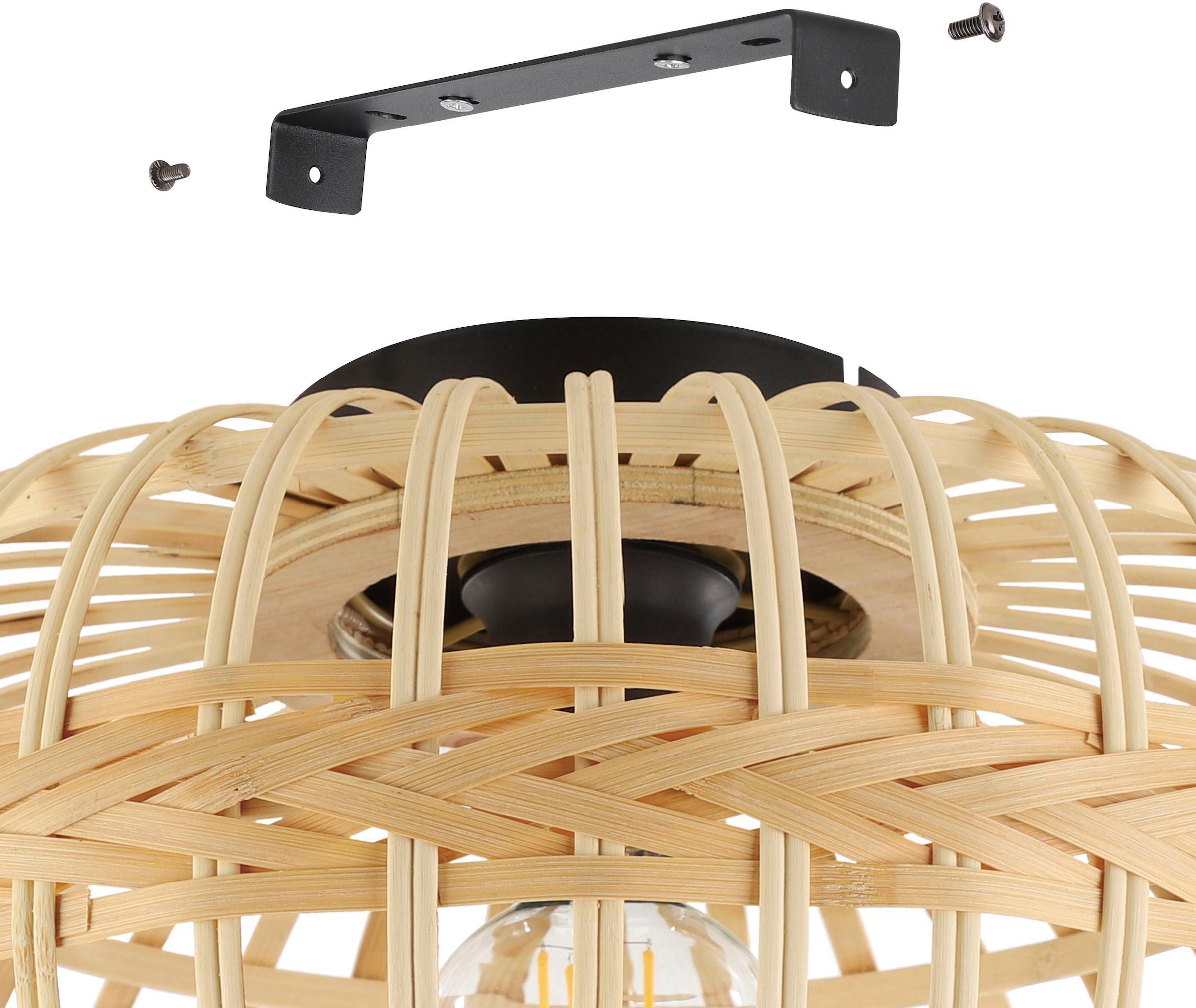 EGLO Deckenleuchte »AMSFIELD«, Leuchtmittel E27 | Leuchtmittel wechselbar-ohne Leuchtmittel, Deckenlampe Vintage, Natur, Boho, Hygge, geflochten, E27, Ø 45 cm