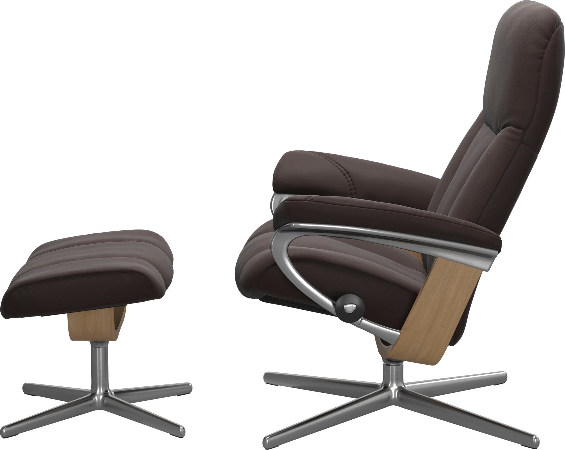 Stressless® Relaxsessel »Consul«, (Set, Relaxsessel mit Hocker), mit Hocker, mit Cross Base, Größe S, M & L, Holzakzent Eiche