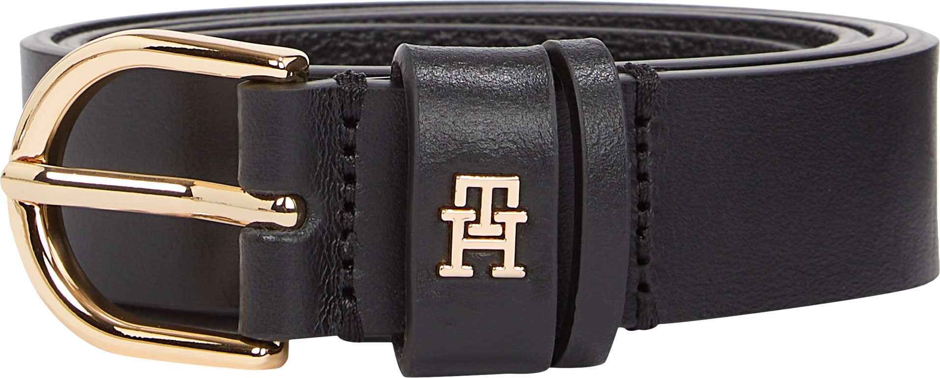 Tommy Hilfiger Ledergürtel »ESSENTIAL EFFORTLESS 2.5 cm breit GOLD« Logoemblem, weiche Haptik, ovale Einfachdornschließe