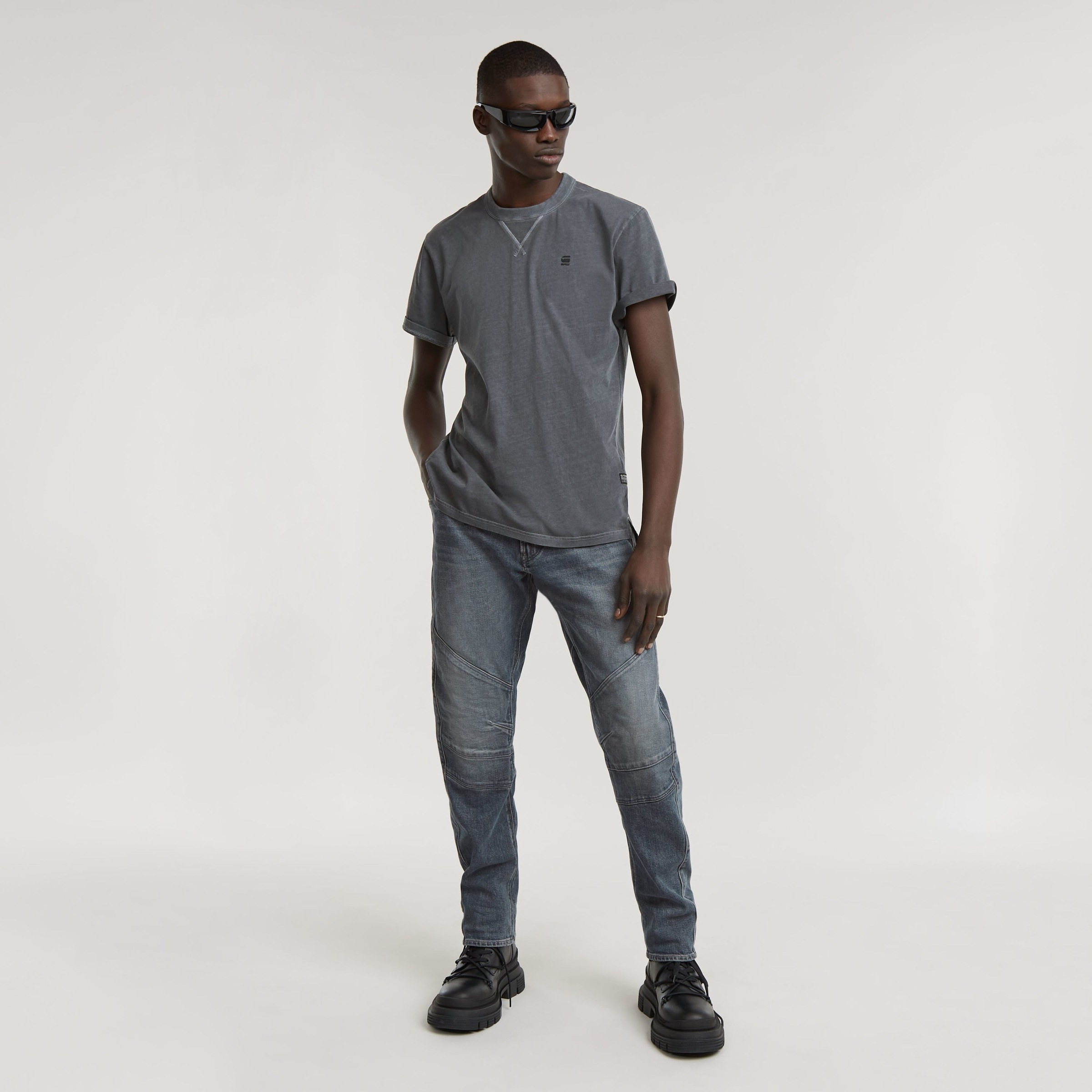 G-STAR T-Shirt »Nifous«, Rundhals, mit Rippeinsatz