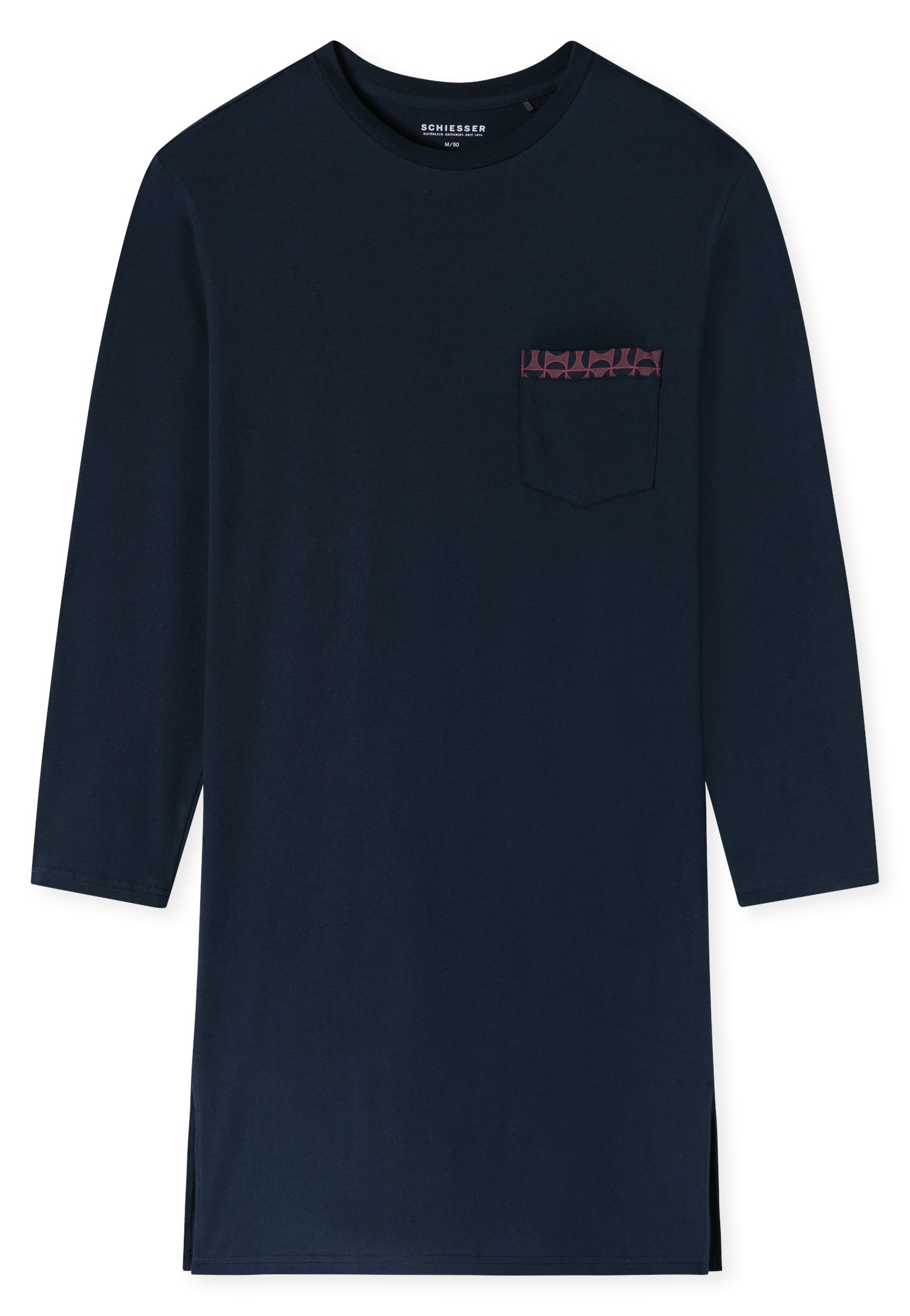 Schiesser Nachthemd »Comfort Nightwear« Brusttasche seitliche Schlitze, weich, Langarm, Single Jersey, Baumwolle