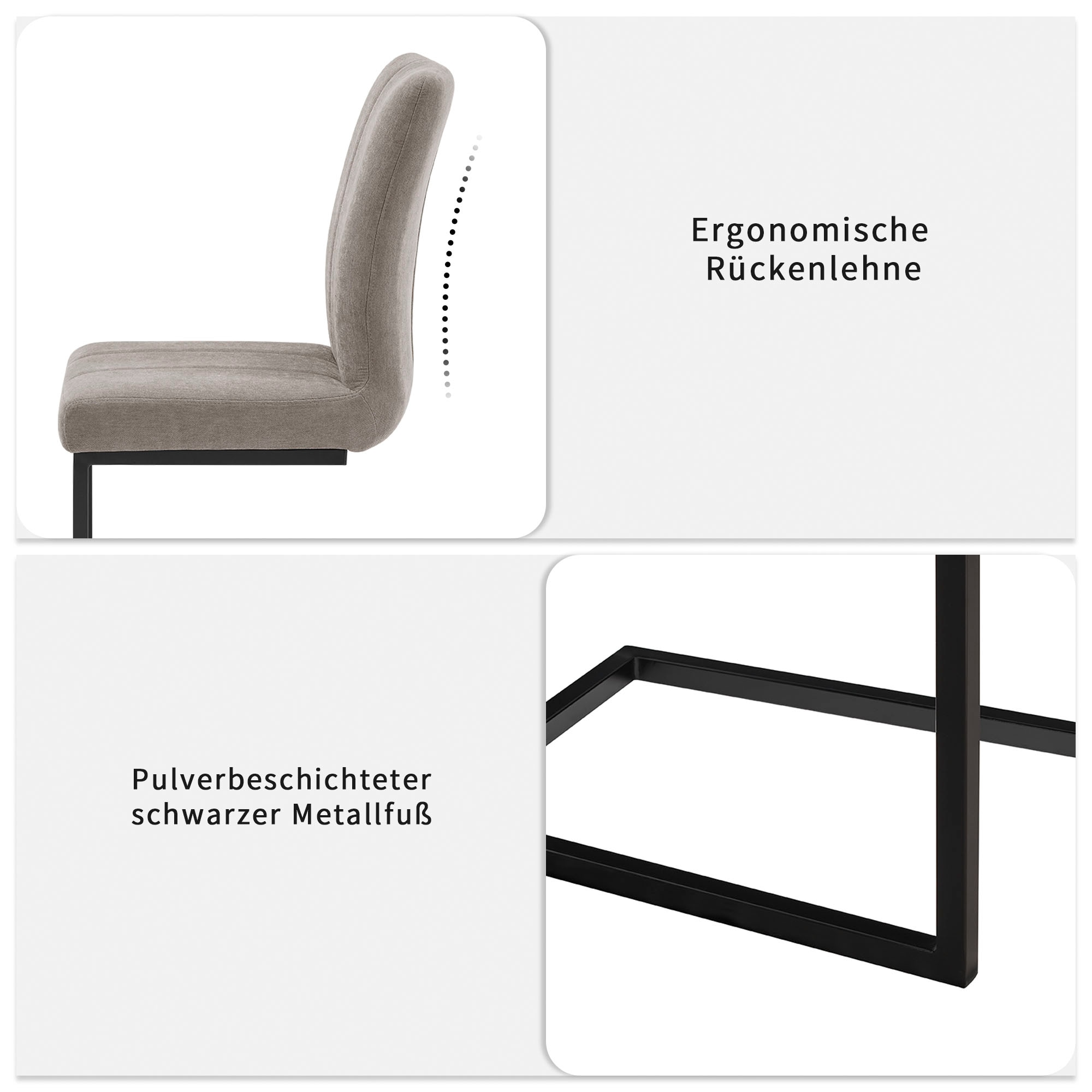 OTTO home Essgruppe »Hennia« Set, 4 tlg. Tischplatte aus Melamin, 2 Freischwinger, Bank, Metallgestell