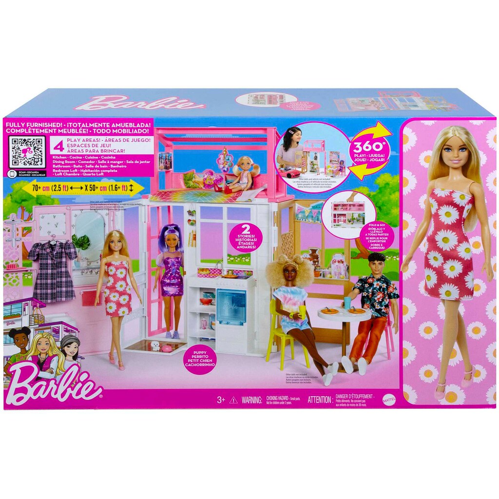 Barbie Puppenhaus »klappbar inkl. Puppe (blond) und Zubehör«