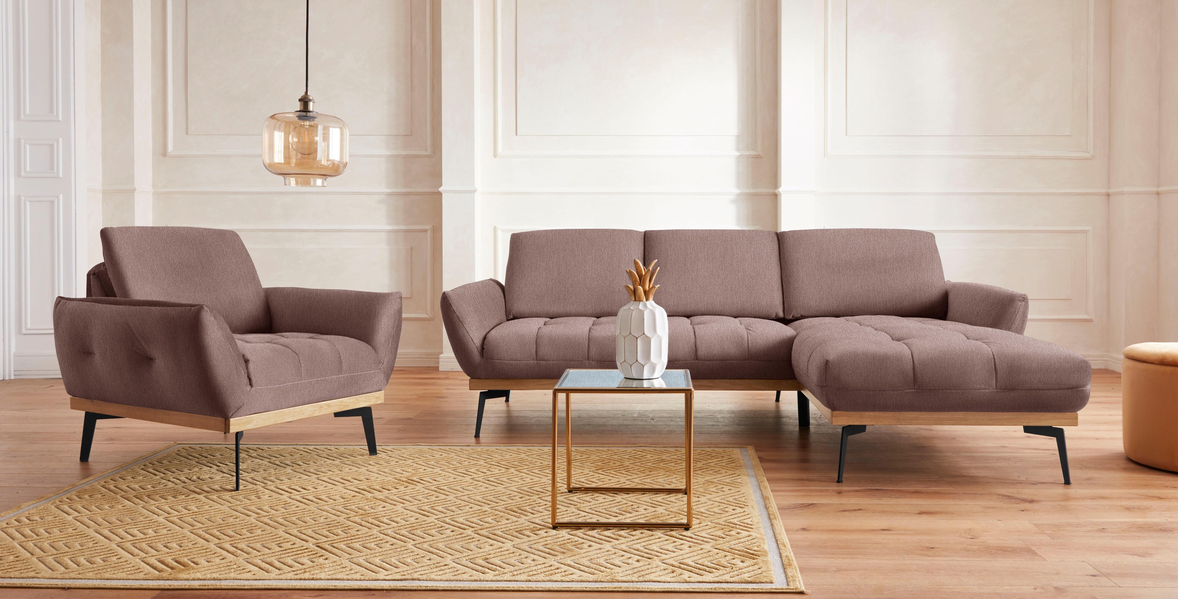 exxpo - sofa fashion Ecksofa »Palic, inkl. Rückenverstellung, bequem, elegant, Breite 245cm, L-Form«
