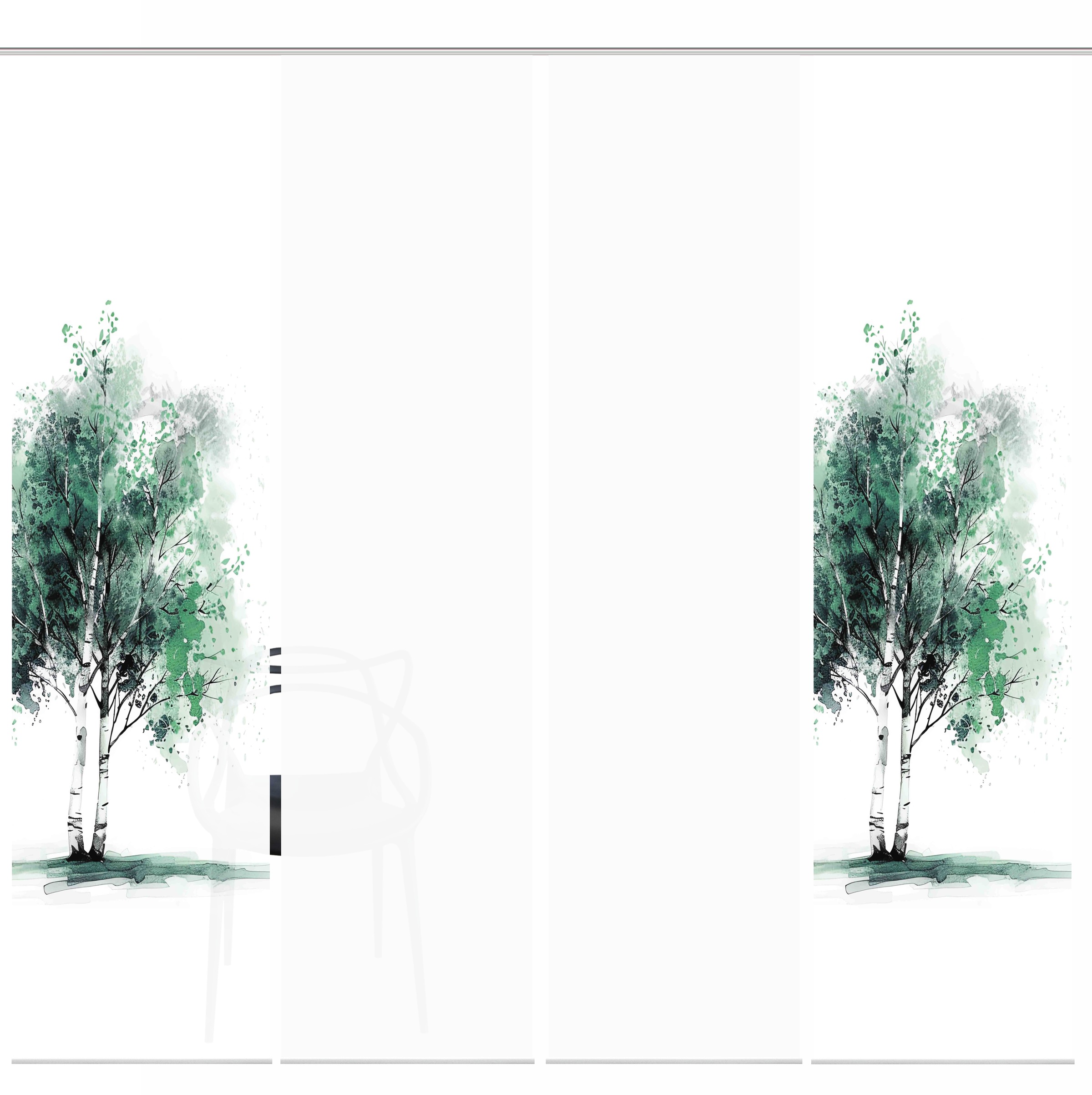HOME WOHNIDEEN Schiebegardine »TREE« Paneelwagen 4 Stk. tlg. Schiebewand Seidenoptik, SET, Digitaldruck