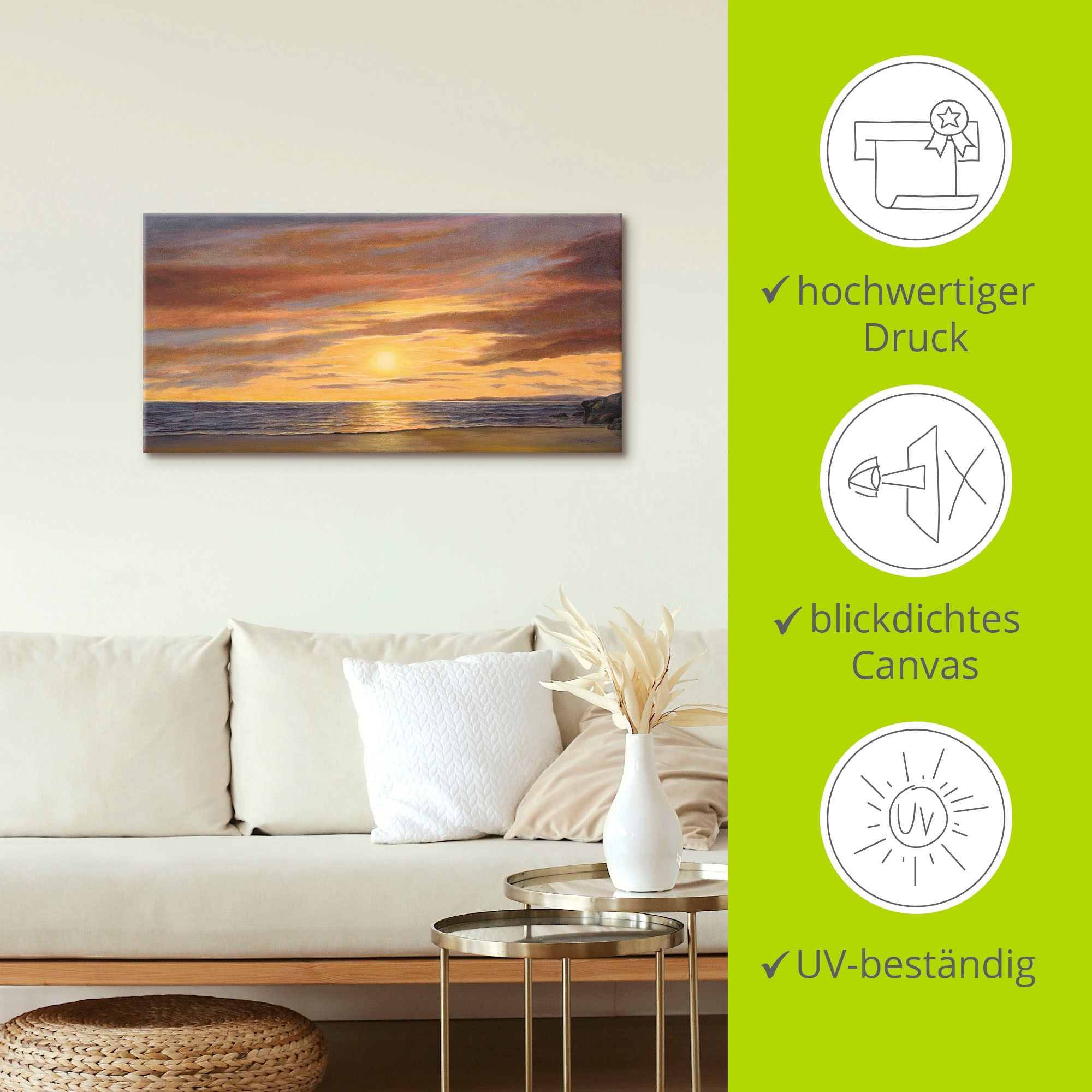 Artland Wandbild »Sonne am Strand« Strand 1 Stk. tlg. als Alubild, Leinwandbild in verschied. Größen