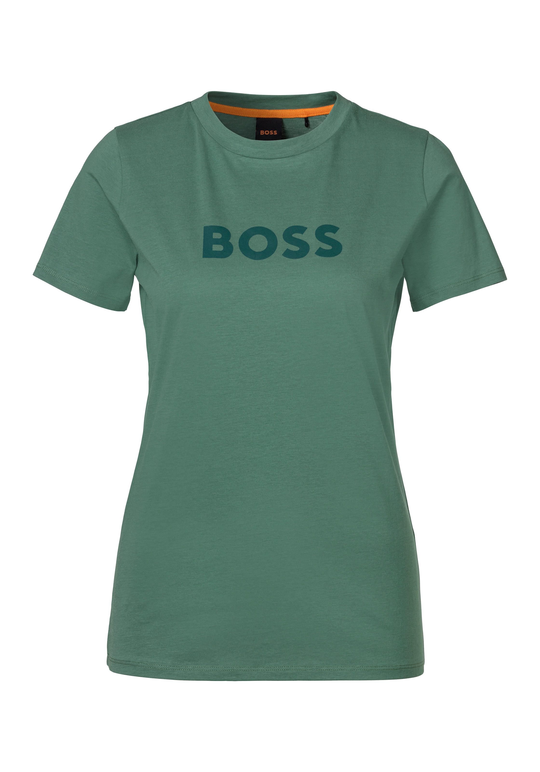 BOSS ORANGE T-Shirt »C_Elogo Premium Damenmode«, mit kontrastfarbenem BOSS-Schriftzug