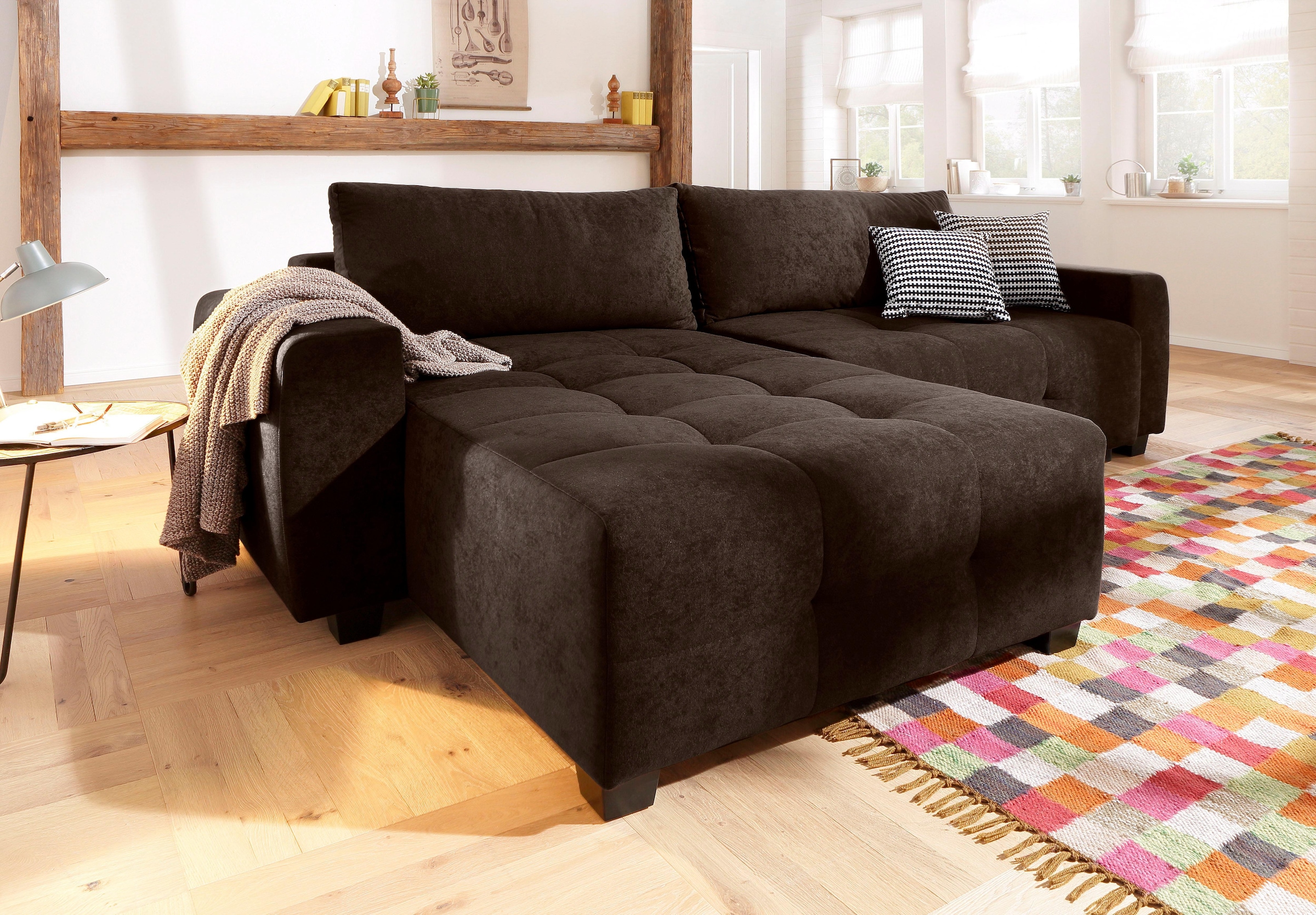 Ecksofa Home affaire store »Cara Mia« Schlaffunktion Bettkasten Samt