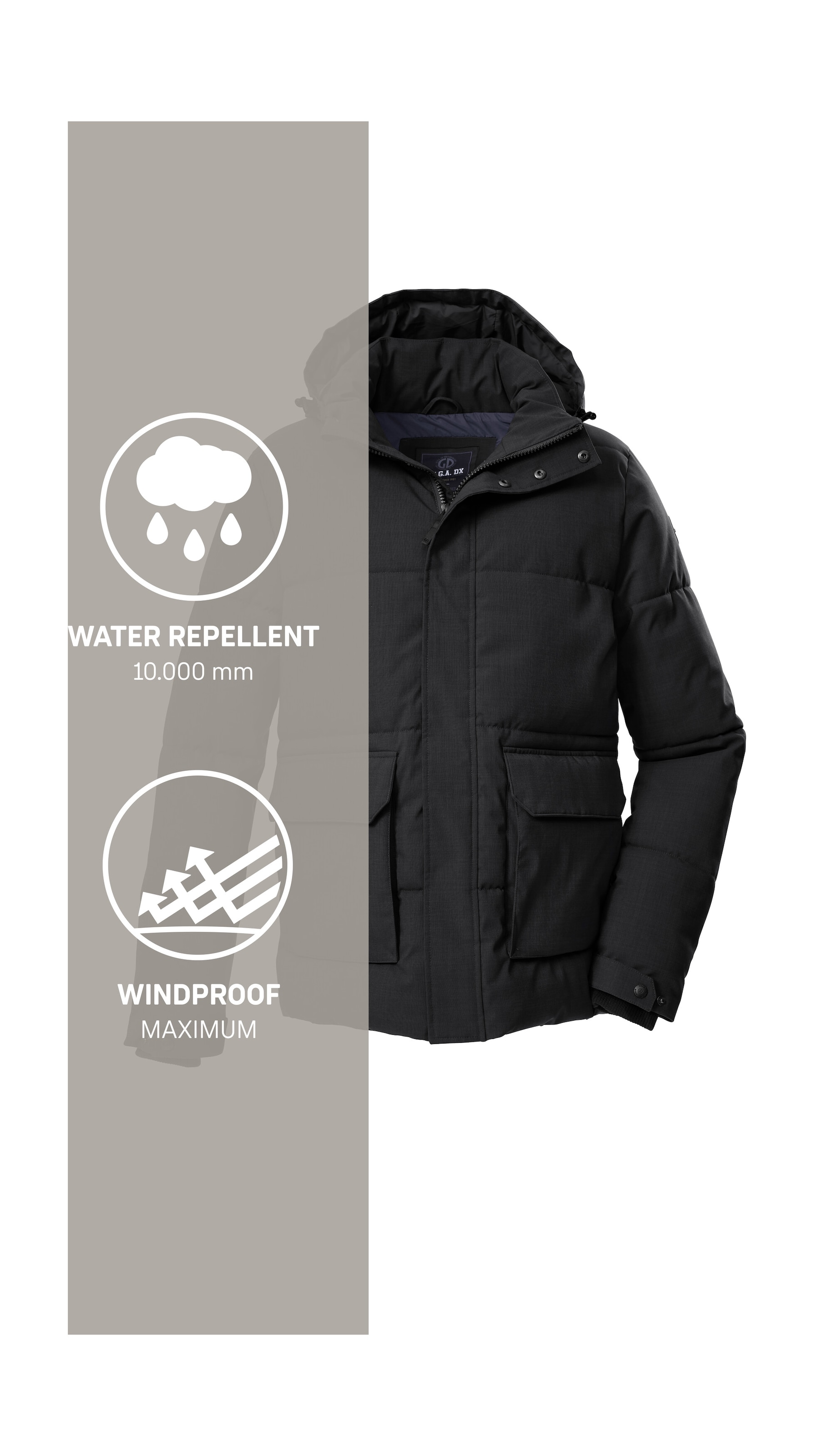 G.I.G.A. DX by killtec Steppjacke »GW 26 MN QLTD JCKT« Wasserabweisende Herrenjacke, abnehmbare Kapuze, recycelte Materialien