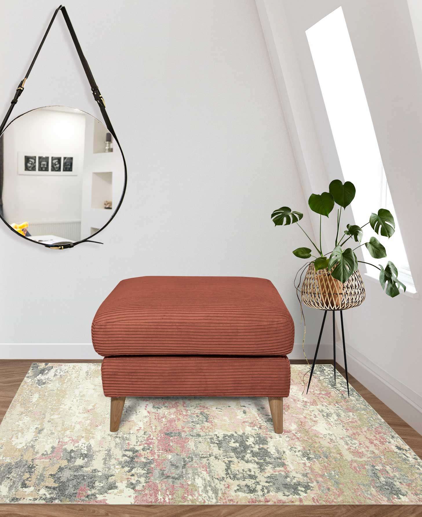 Home affaire Polsterhocker »MARSEILLE«, Massivholzbeine Eiche, Landhausstil, Wellenunterfederung