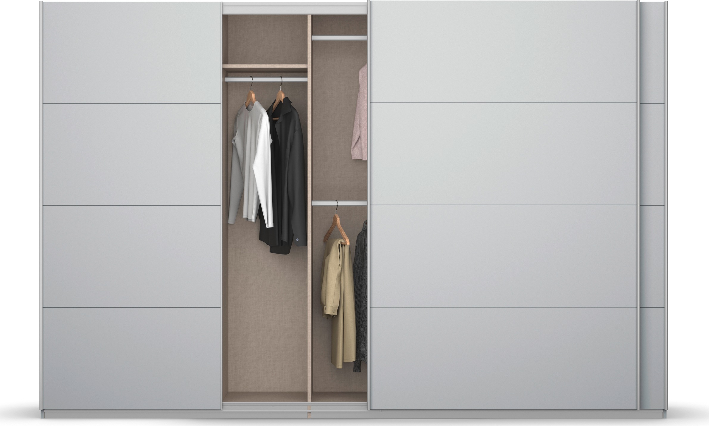 rauch Schwebetürenschrank »Kleiderschrank Schrank Garderobe KOLUNA mit Dekor-Front«, inkl. 2 Innenschubladen sowie extra Einlegeböden MADE IN GERMANY