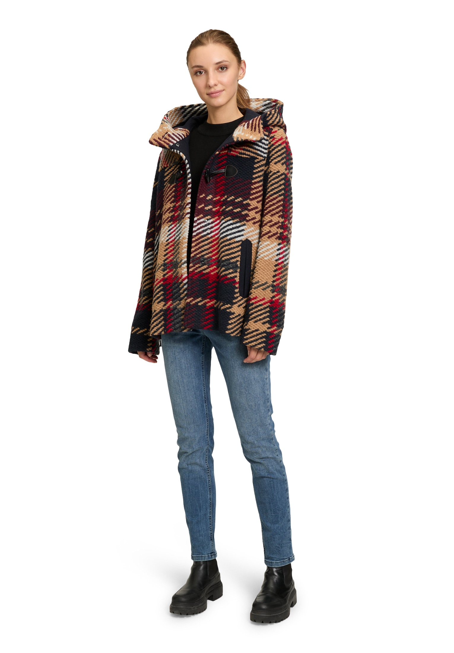 Amber & June Wolljacke »Duffle-Jacke mit Kapuze«