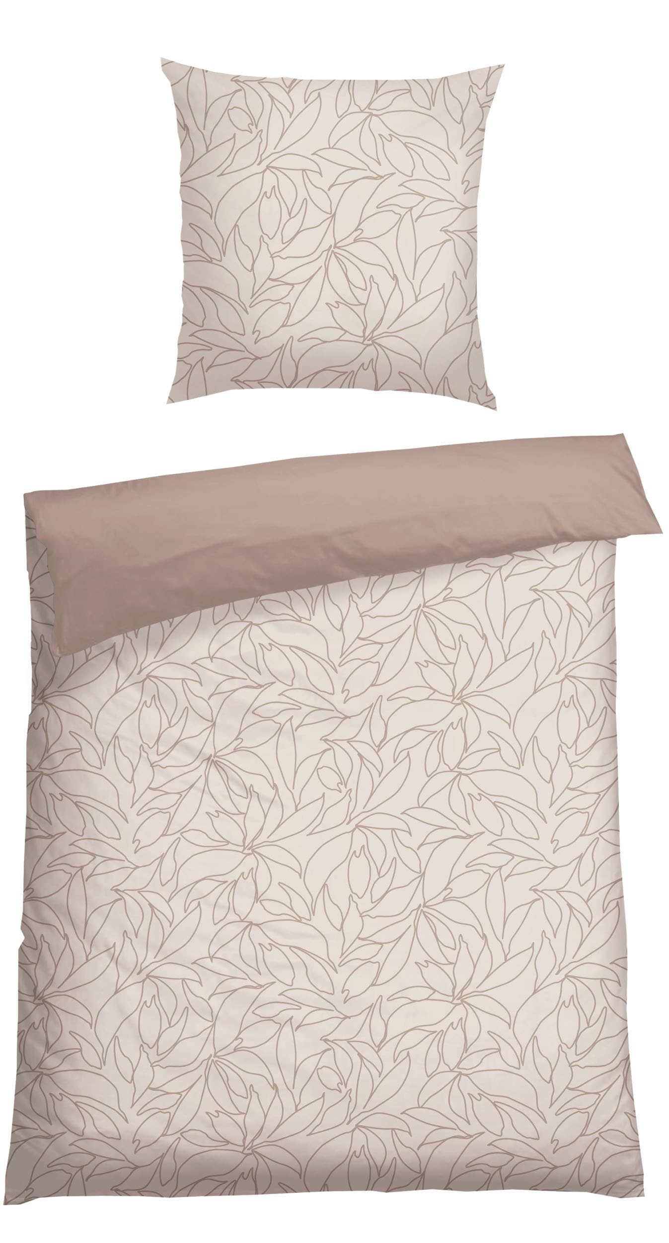 Schiesser Wendebettwäsche "Leaves aus weicher Baumwolle mit schlichtem Botanikprint" 2 Stk. Made in Green