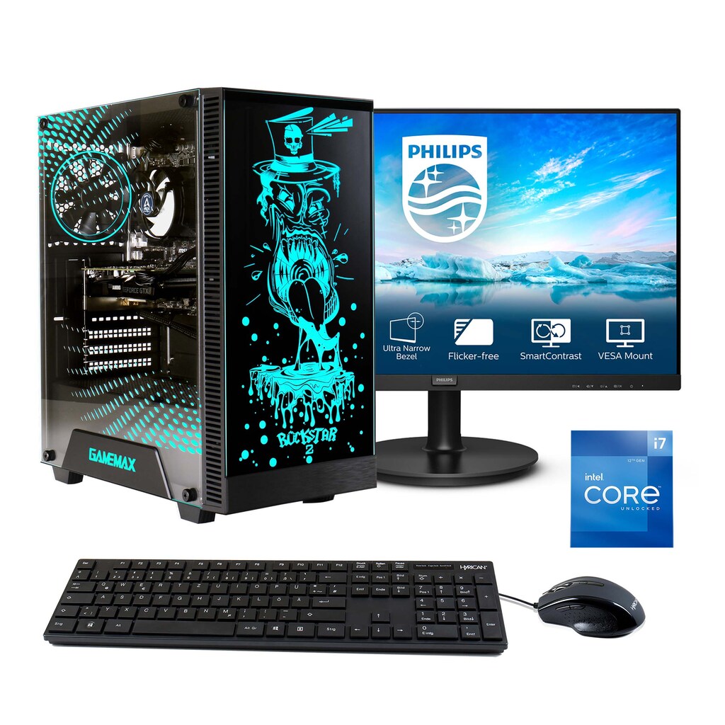 Hyrican Gaming-PC-Komplettsystem »Rockstar SET02299«, Windows 11, inklusive 27" Monitor Philips 271V8LA