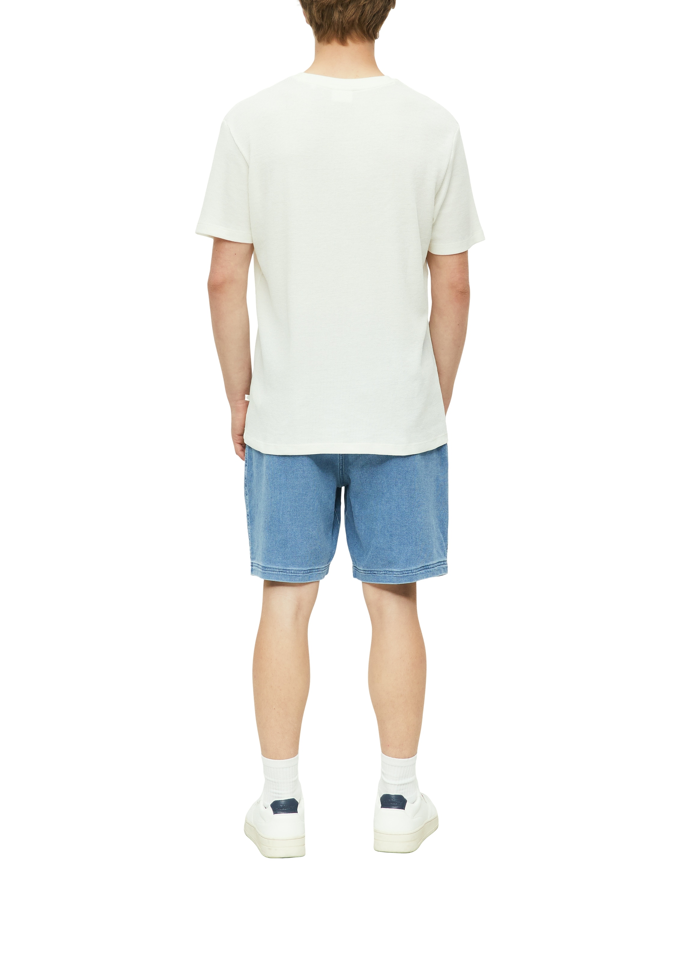s.Oliver Rundhalsshirt Kurzarmshirt mit Brusttasche und Leinen